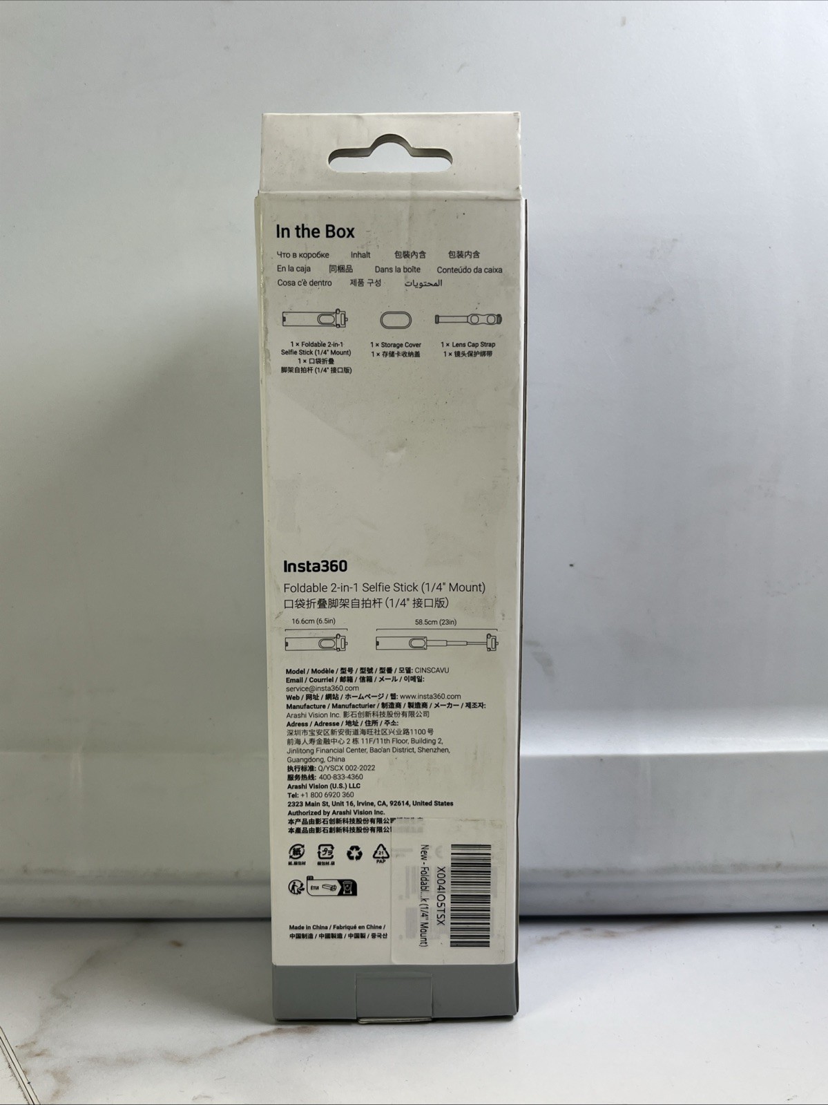 Insta360 23" 2-in-1 Foldable Invisible Selfie Stick Tripod, Black