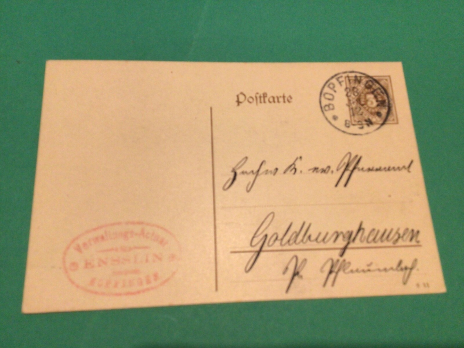 Germany Wurttemberg 1912 Bopfingen used postcard A18022