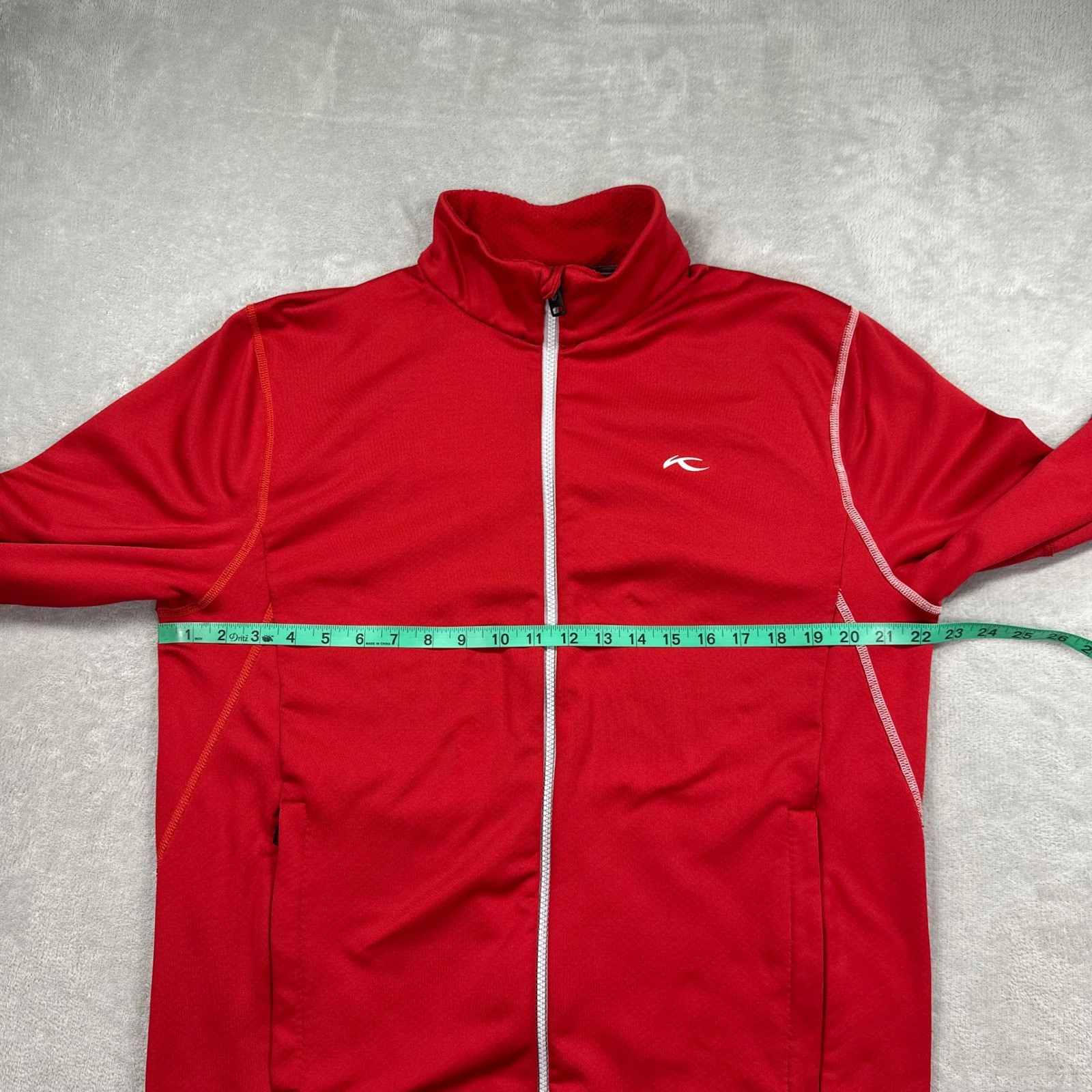 KJUS Denholm Jacket Men XL Red Full Zip Lightweight Technical Midlayer Outdoors