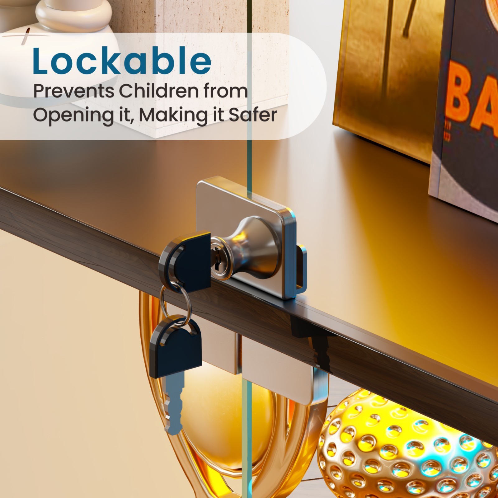 Gurexl Glass Display Cabinet - Curio Cabinets with RGB Lights for Collectibles