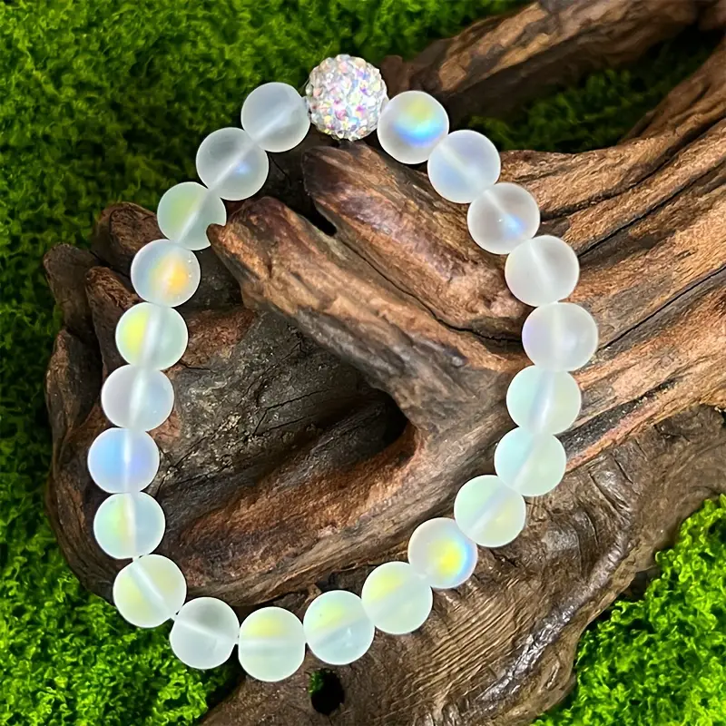 Delicate 8mm Glowing Moonstone Healing Reiki Crystal Stone Handmade Bracelet