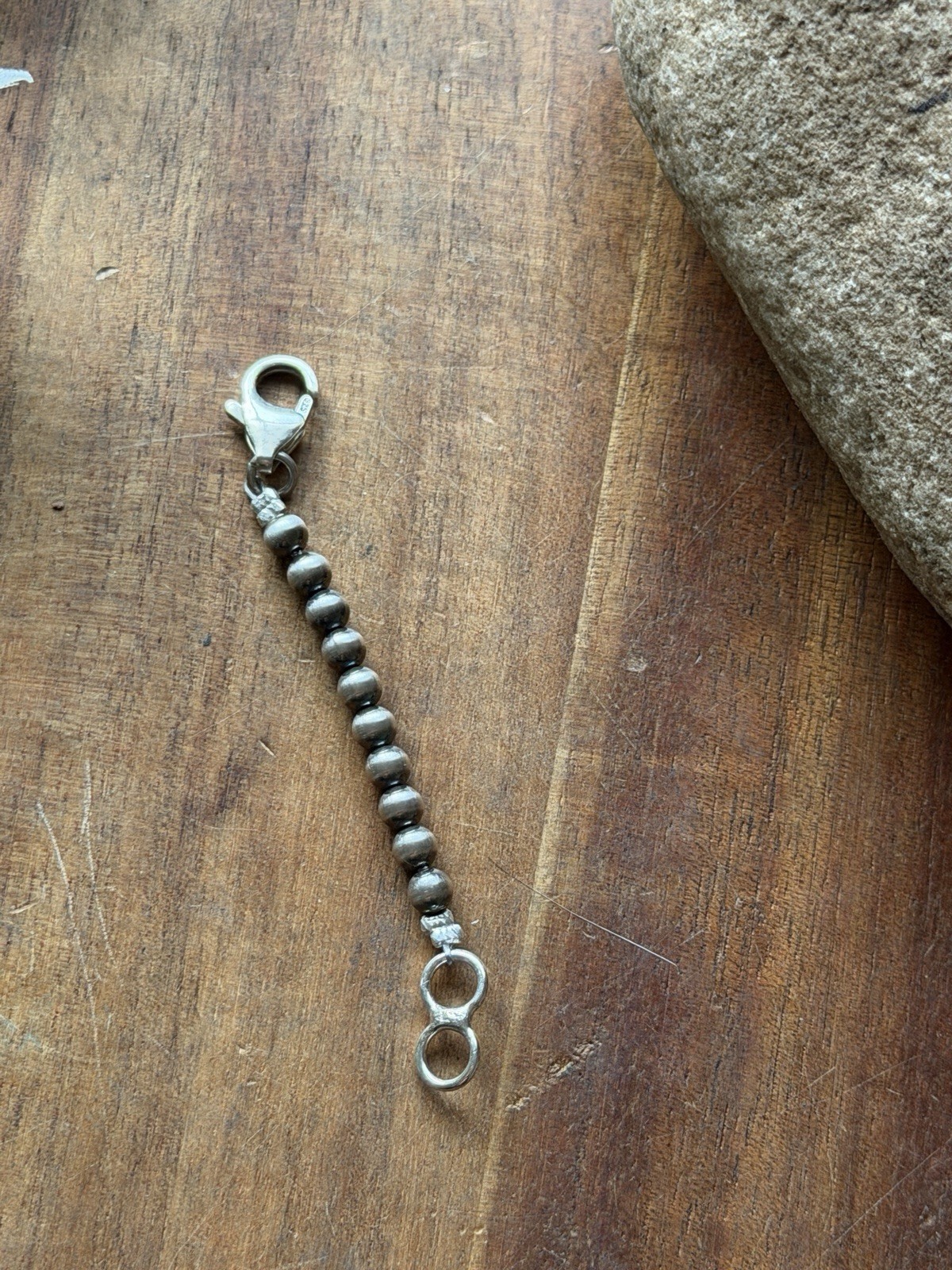 Necklace Chain Extender Sterling Silver Pearls Bead 4mm 2 Inch Lobster Clasp