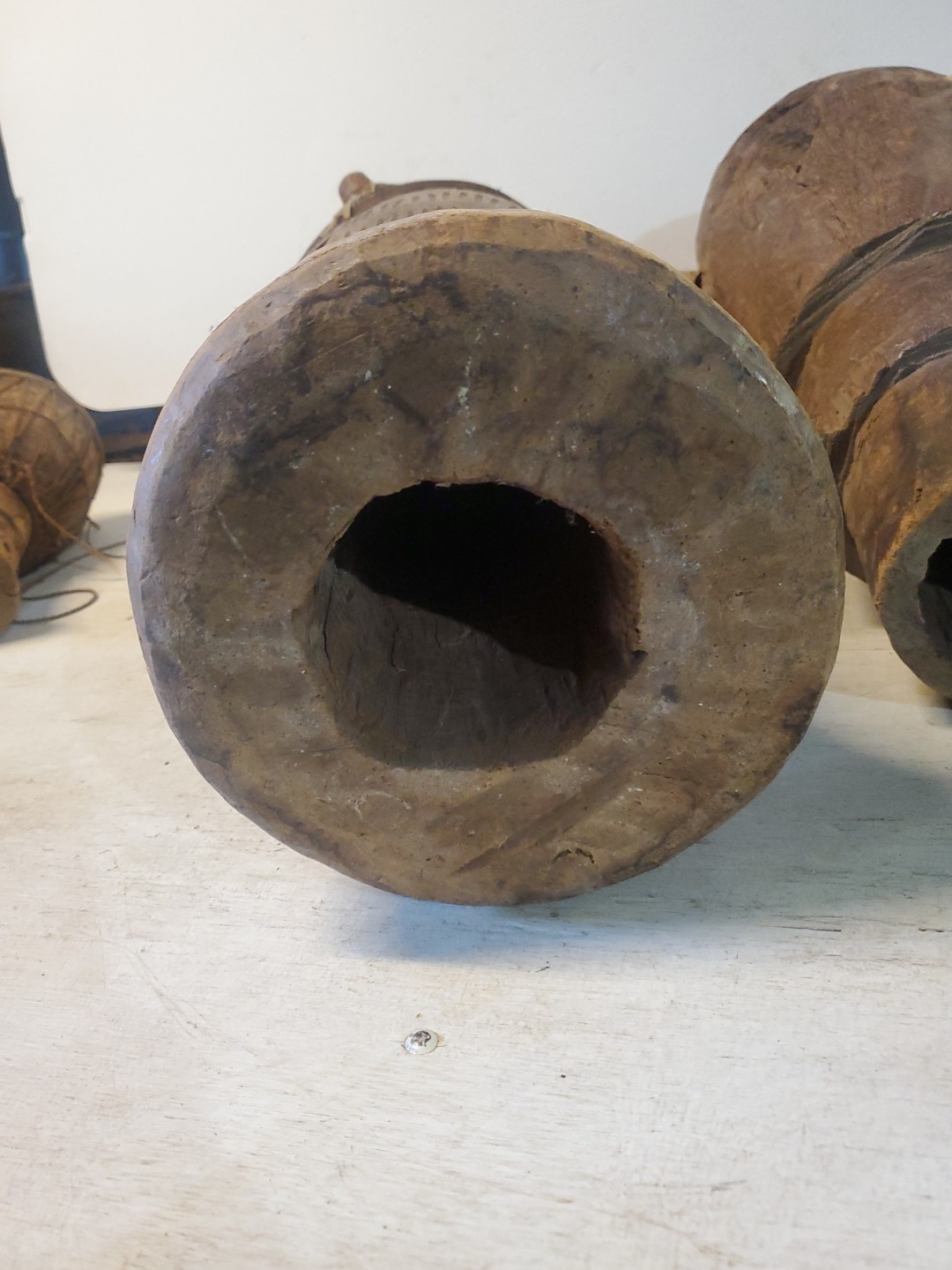3 Antique Museum Deaquisition Authentic West African Drums