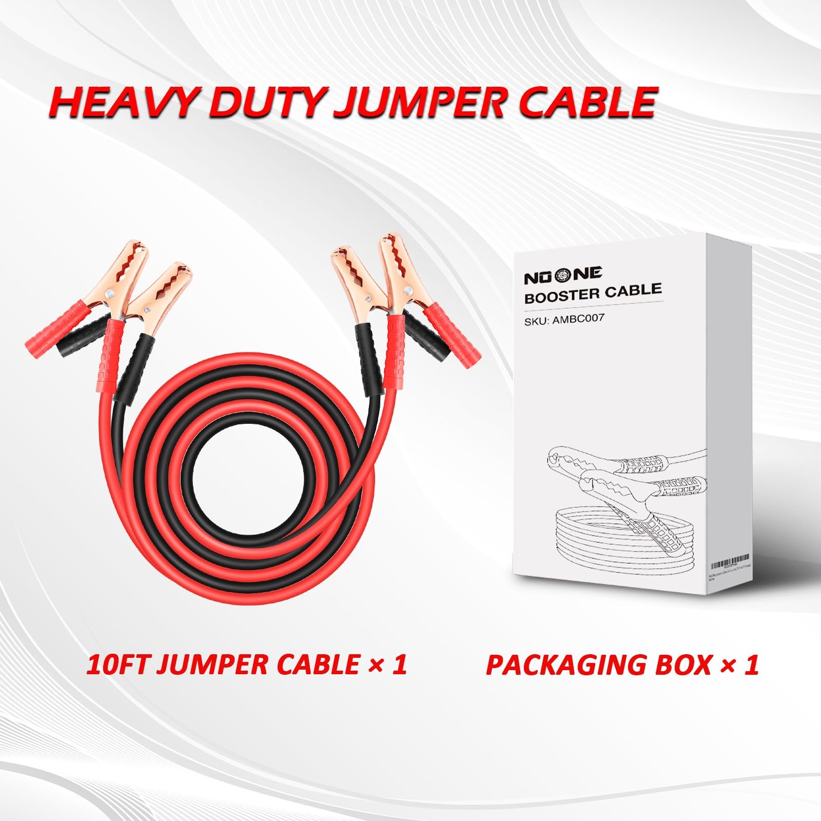 NOONE Jumper Cables for Car Battery, Heavy Duty Automotive Booster Cables for