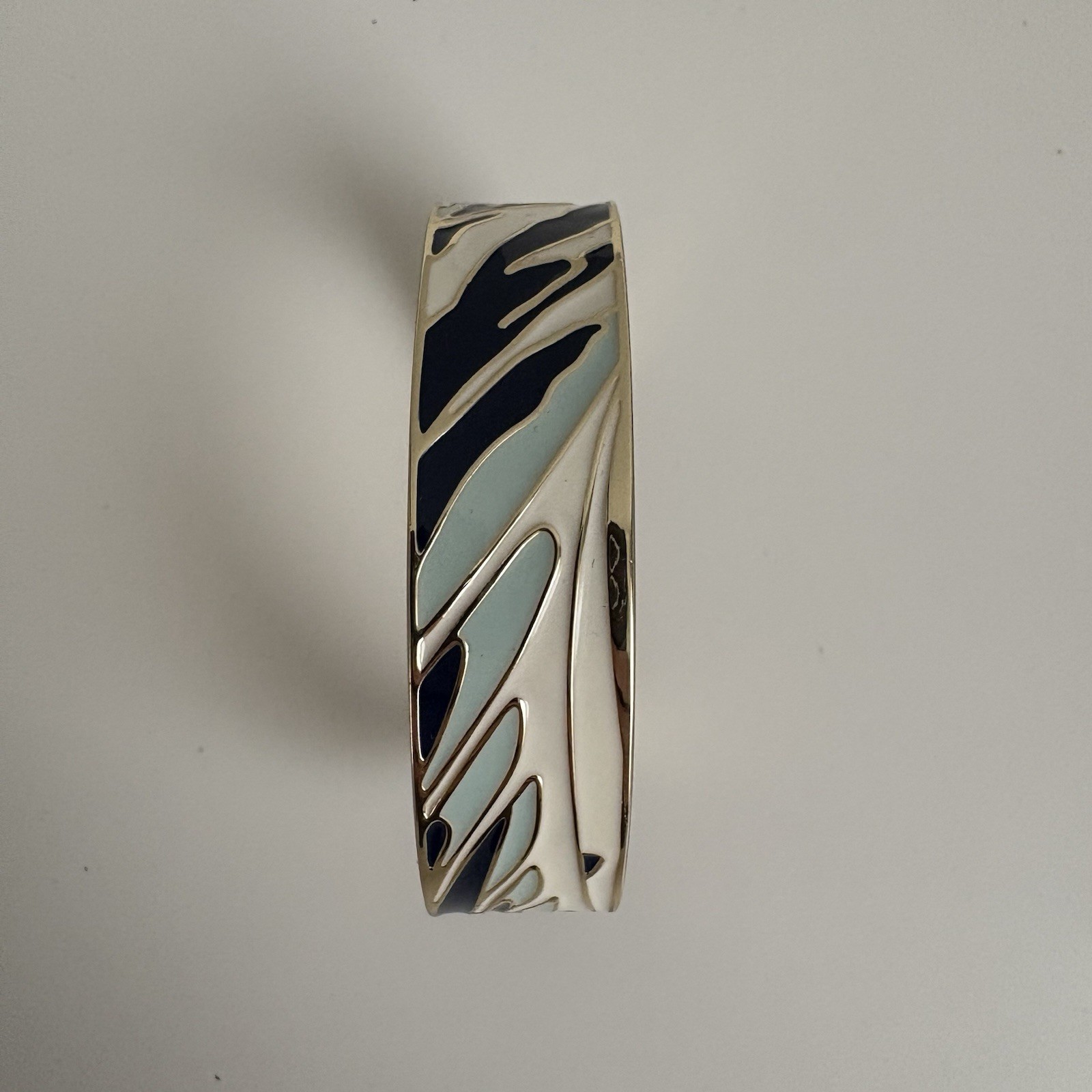 Hokusai Great Wave Brass and Resin Bangle Bracelet Pre-Owned