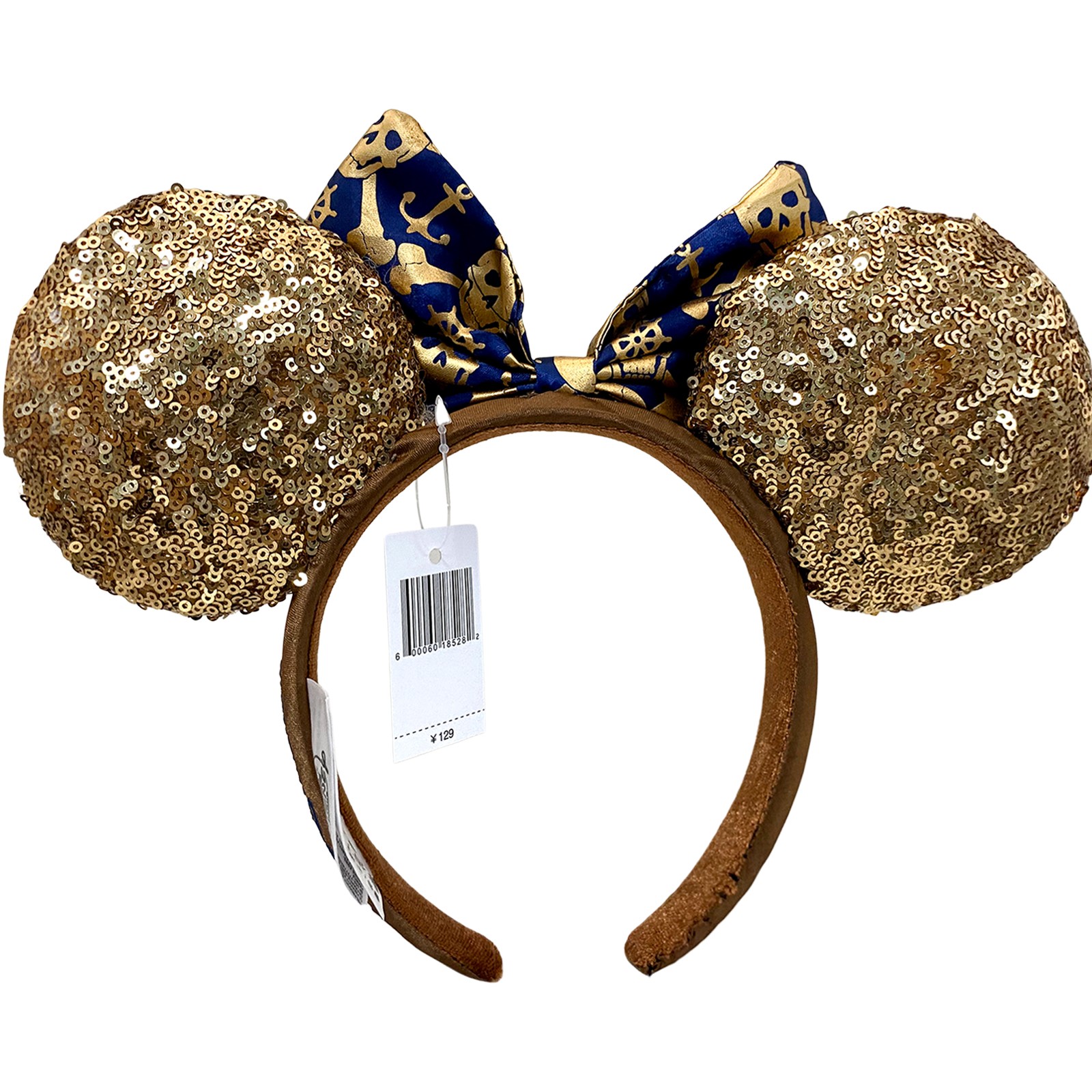 💖 Disney Parks Pirates of the Caribbean Minnie Ears Headband Gold Sequin 2025