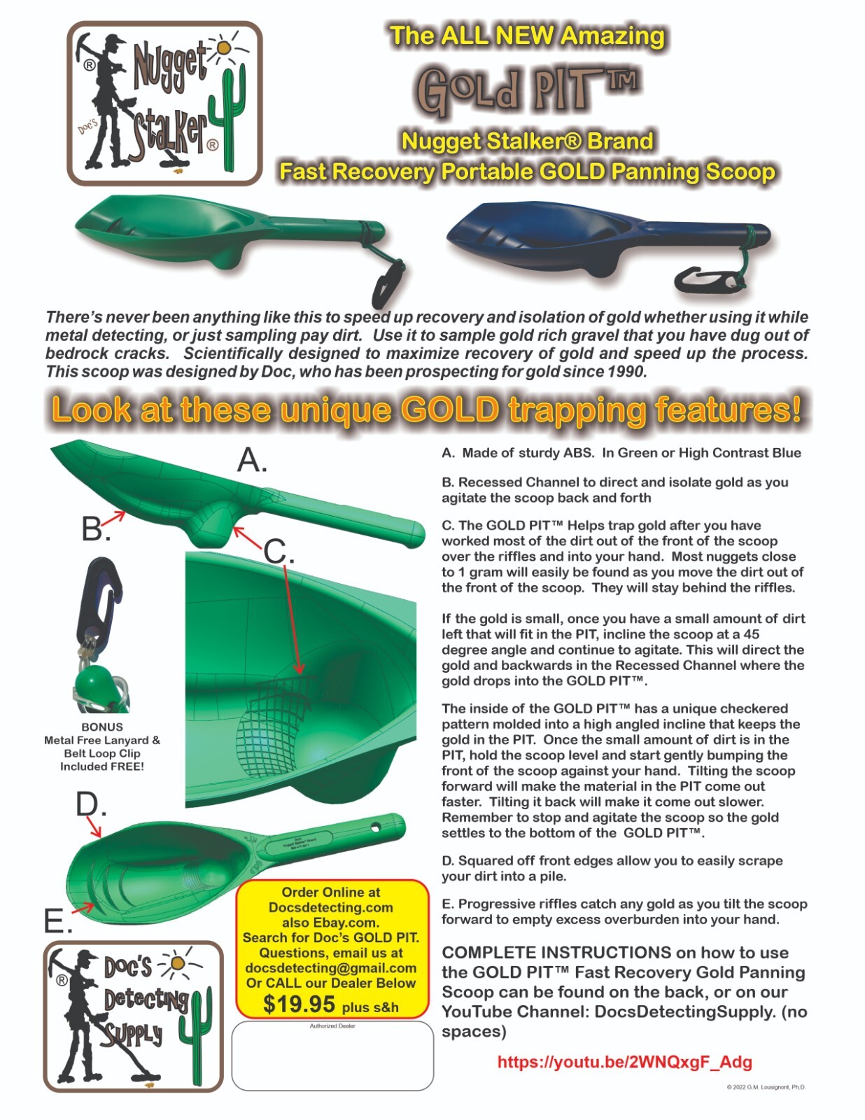 NEW Doc's Exclusive Gold PIT™ Treasure Scoop portable gold pan REVOLUTIONARY!