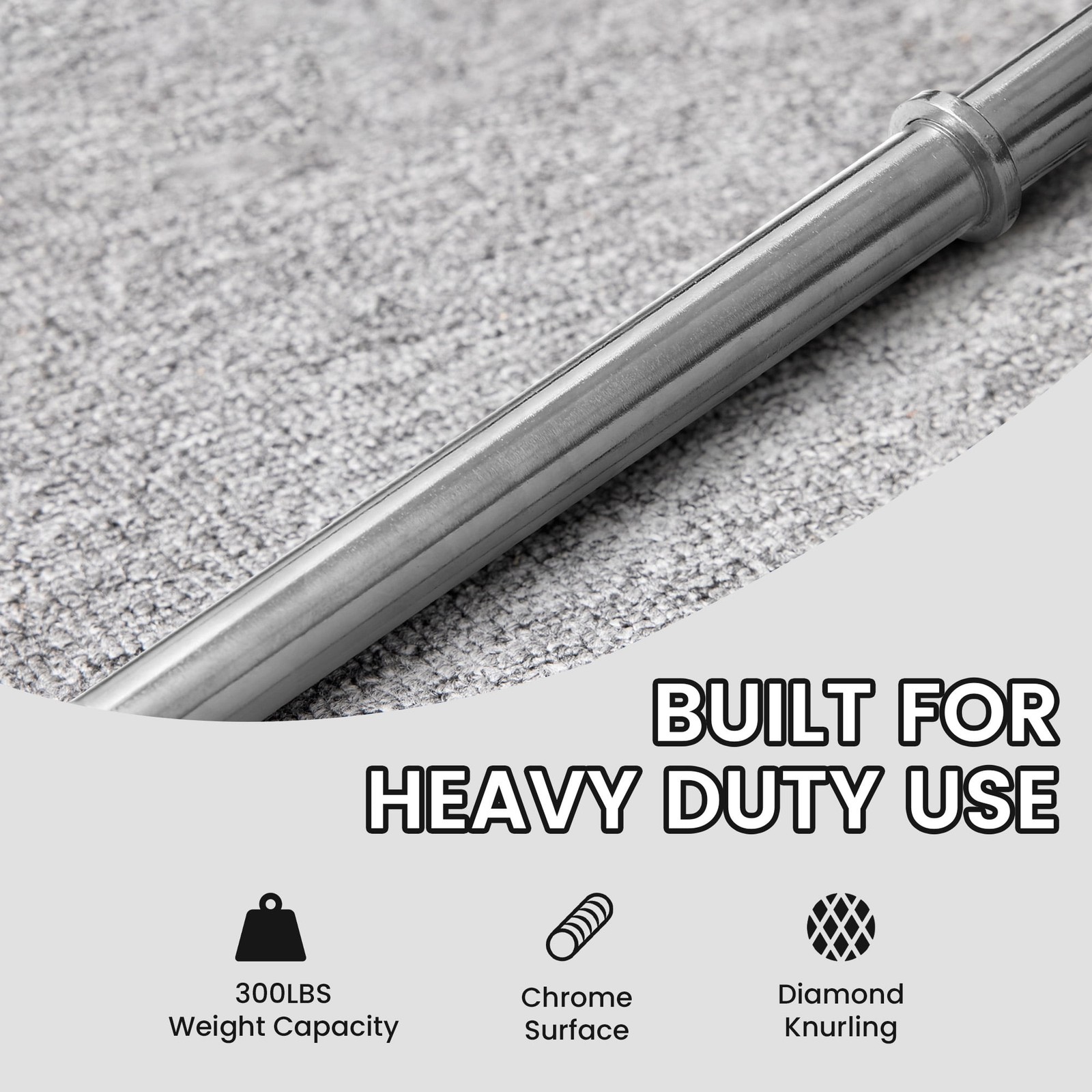 7FT Standard Weightlifting Barbell Chrome Plated Solid Steel Bar