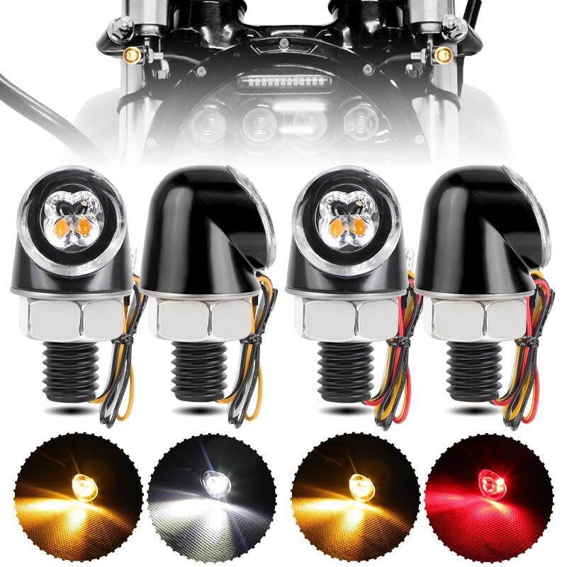 4pcs LED Mini Motorcycle Turn Signal Indicator Brake Light Running Lamp DRL 12V