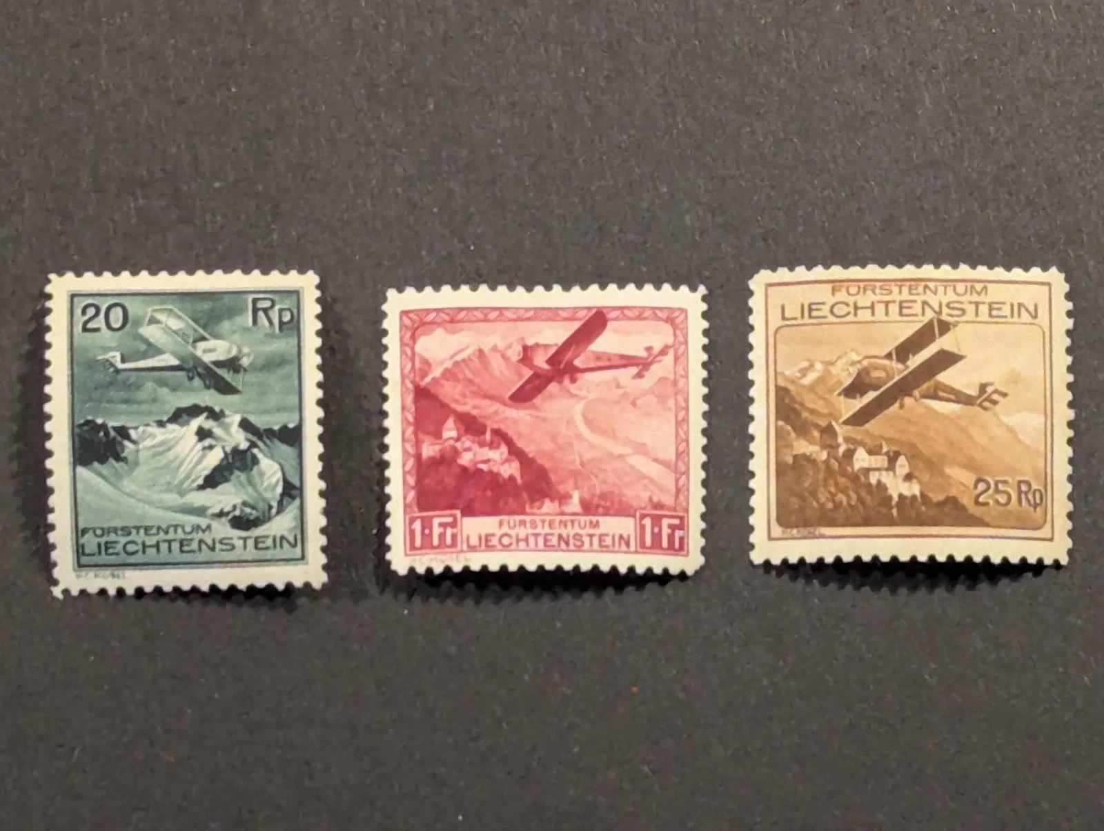 Liechtenstein 1930 Airmail Stamp Lot Of 3 Stamps C2, C3, C6 MH Beautiful Stamps!