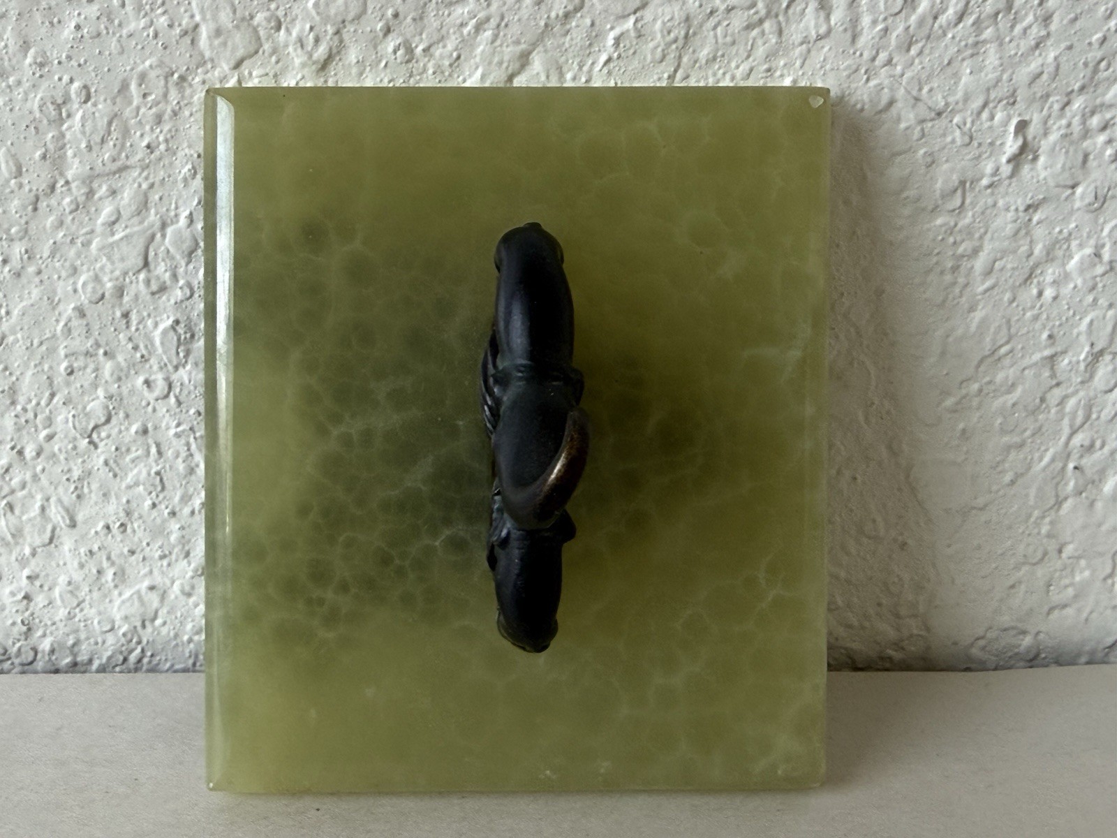 Antique Vtg Trinket Jewelry Box Green Onyx Austria Elephant Sculpture Art Deco