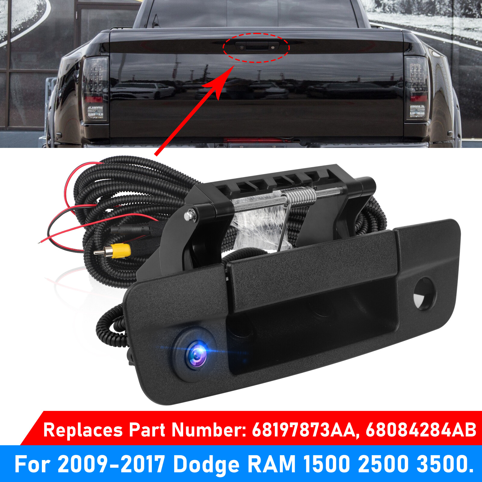 Backup Camera & Rear Latch Tailgate Handle For 2009-17 Dodge Ram 1500 2500 3500