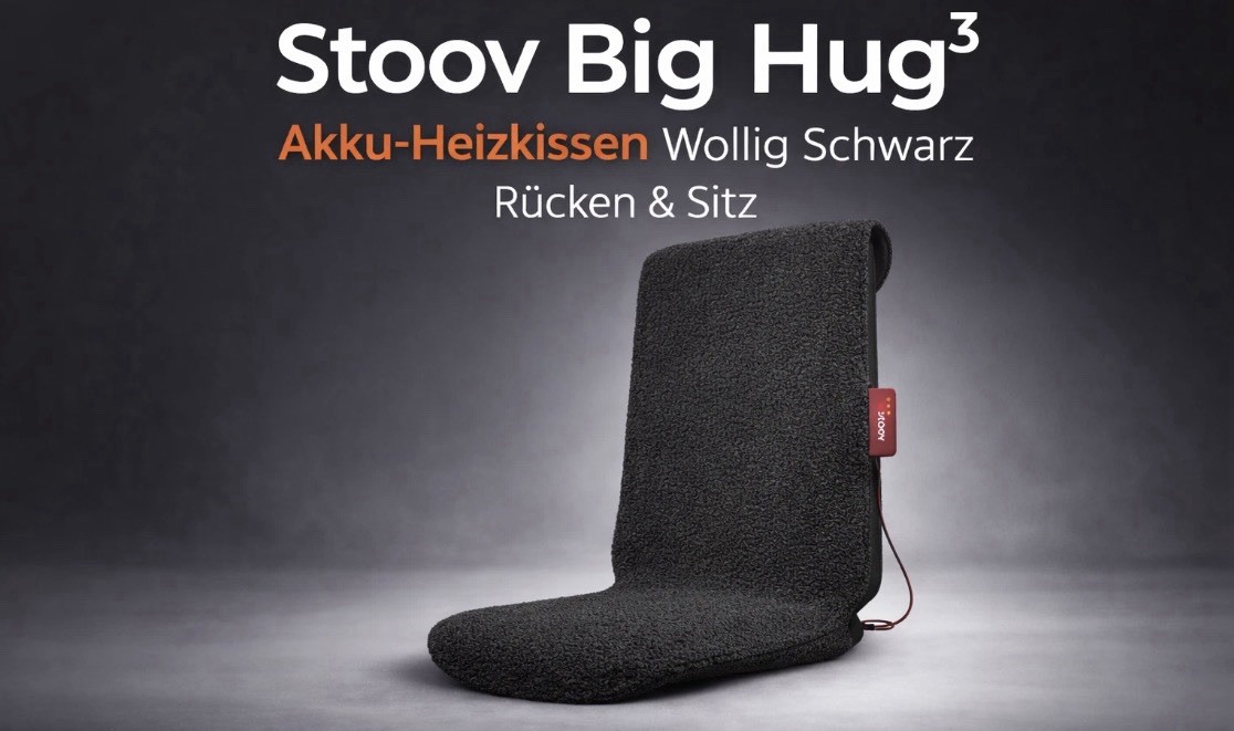 Stoov Big Hug cordless heated seat back pad Infrared technology Gray Warm
