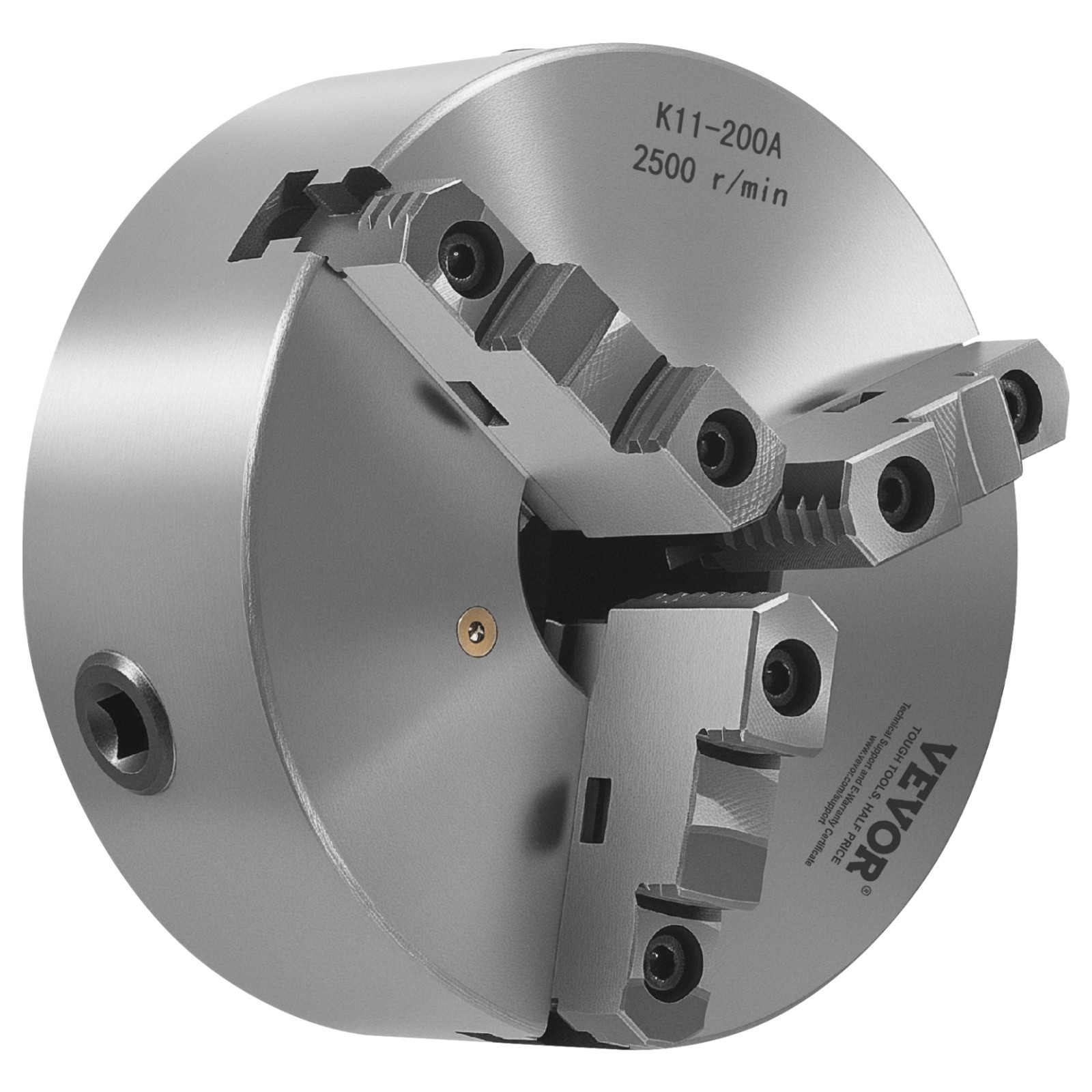 VEVOR 8 Inch 3-Jaw Self-Centering Lathe Chuck with 2 1/4 in-8 Threaded Backing