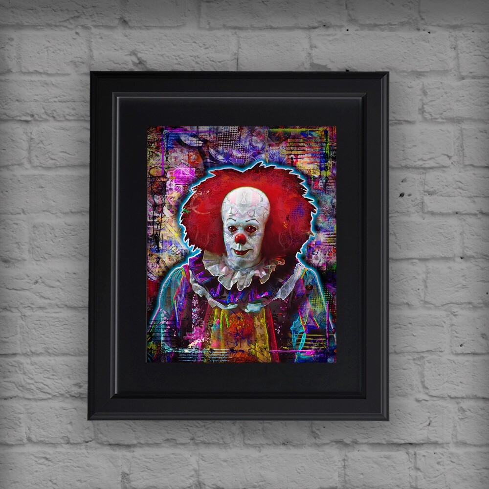 PENNYWISE from "IT" 12x18in Poster, Tim Curry as Pennywise Clown Print Free Ship
