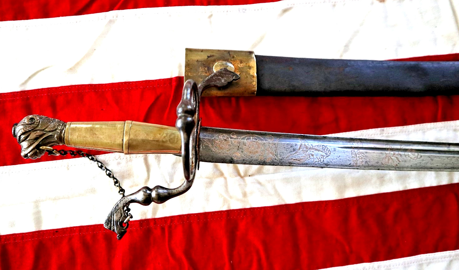 FRENCH INDIAN WAR REVOLUTIONARY WAR, GERMAN DOG HEAD SWORD CIRCA 1730-40