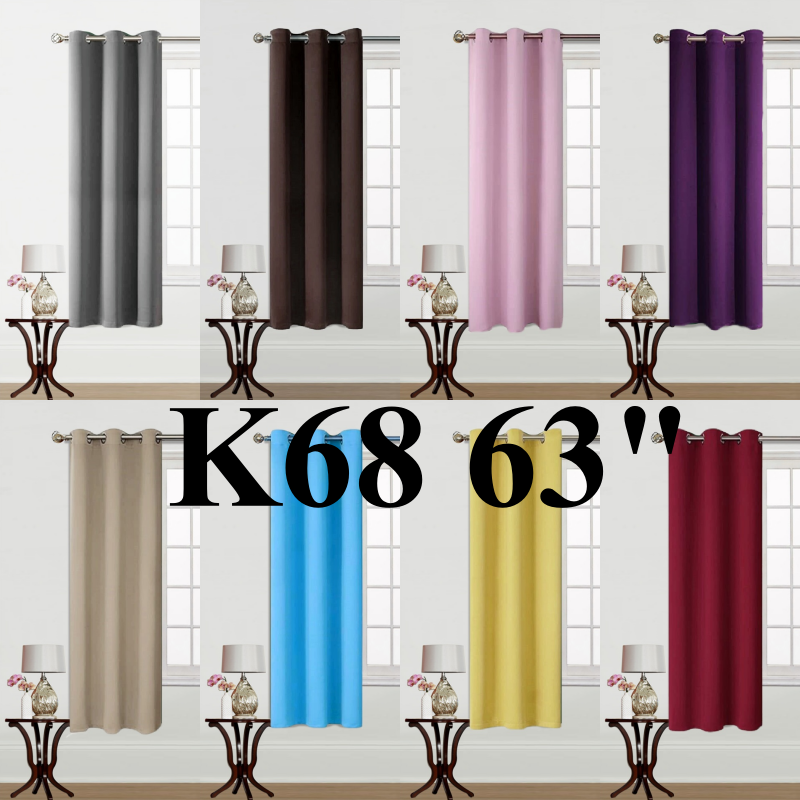 1 SET 100% BLACKOUT INSULATE THERMAL SHORT PANELS WINDOW CURTAIN IN 36" 54" 63"L