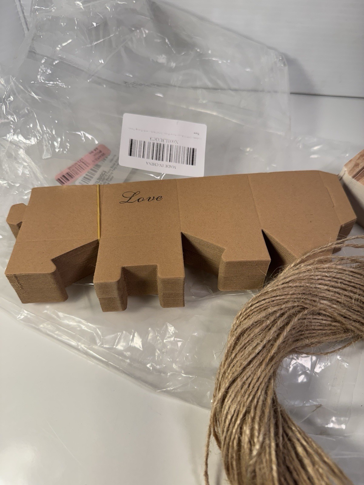 100 PCS 2x2x2 Favor Boxes Love/Rustic Wedding Party Gift Boxes W/Burlap Twine