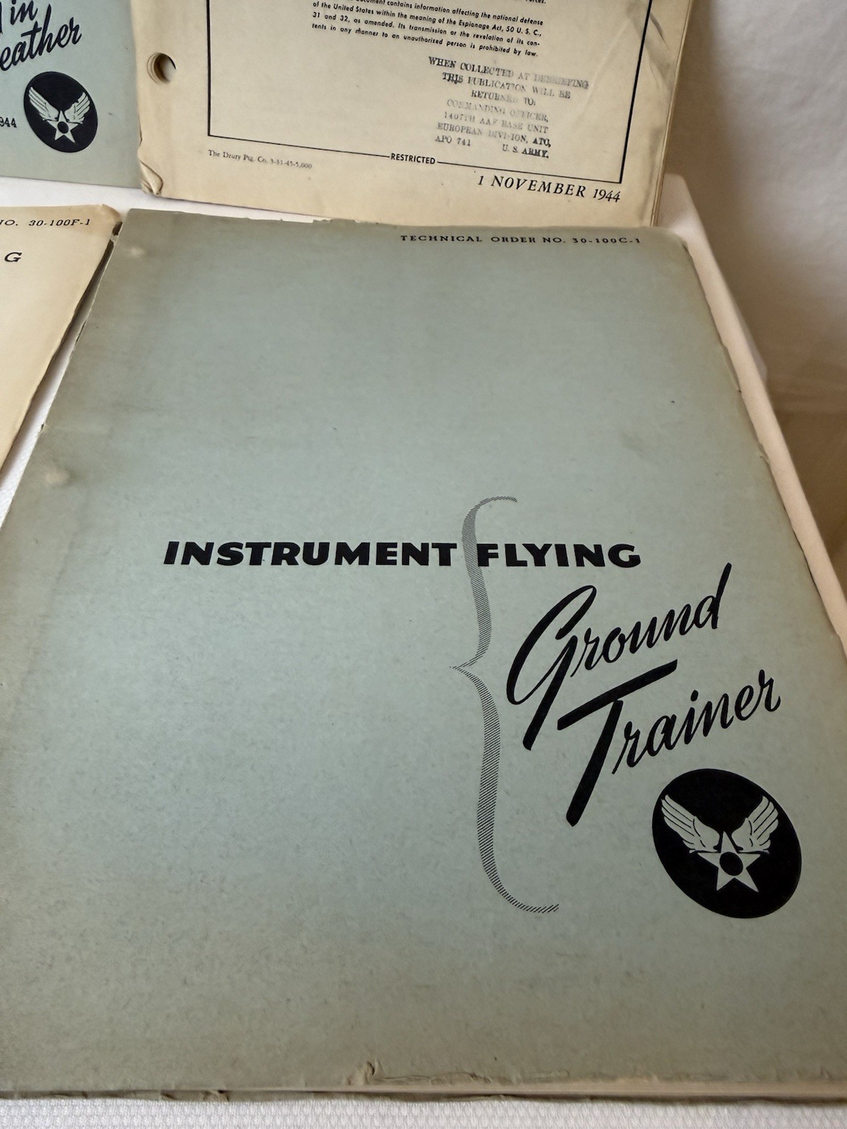 Vintage Set Of WW2 USAAF Flight Training Manuals (6) and More, 1943-1944