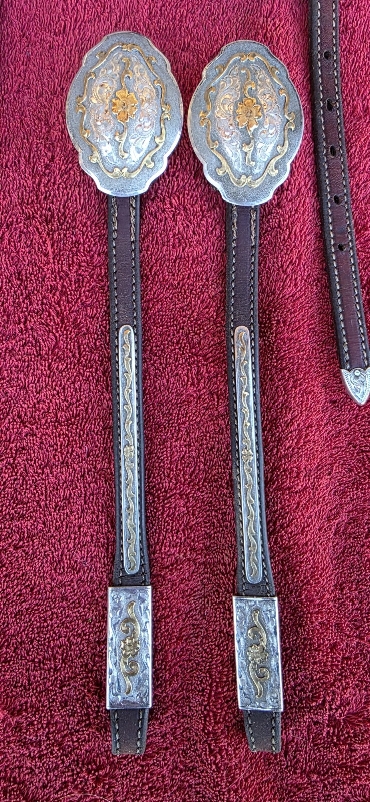 Vintage Victor's Custom Tack Silver &Bronze Headstall And Breast Collar Set MINT