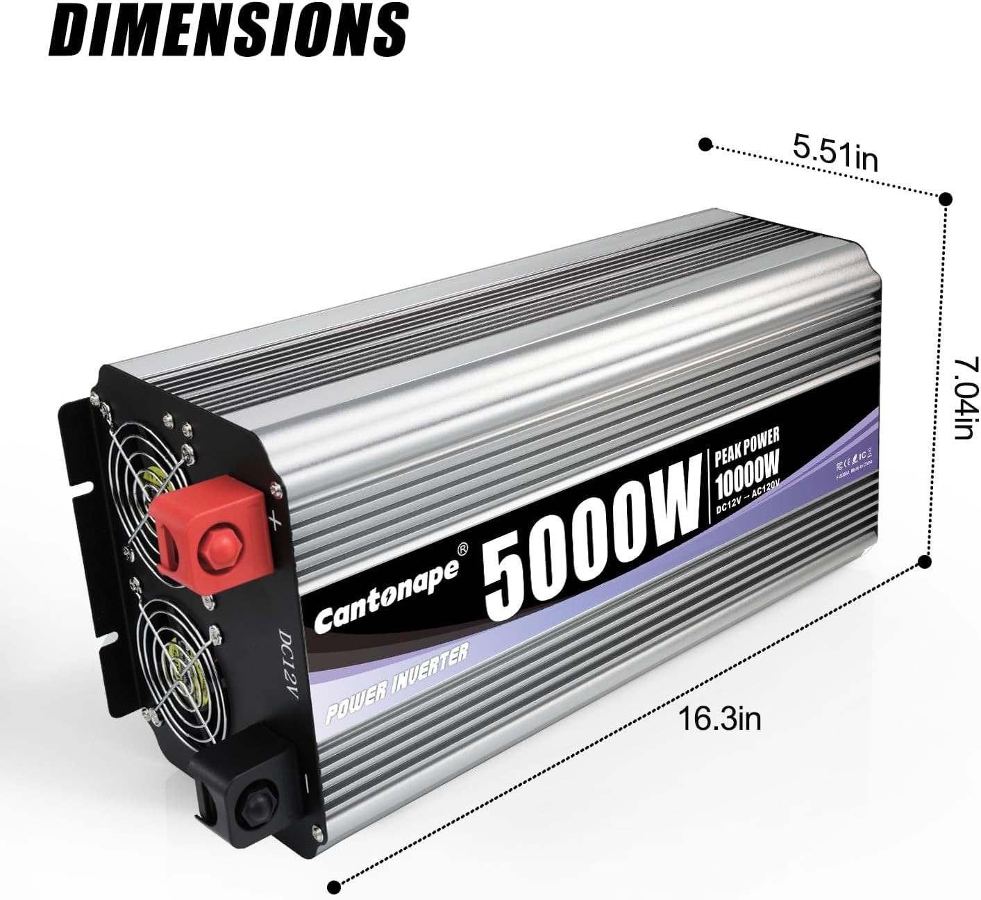Used Cantonape 5000W Power Inverter 12V to 110V/120V DC toAC with LCD Display