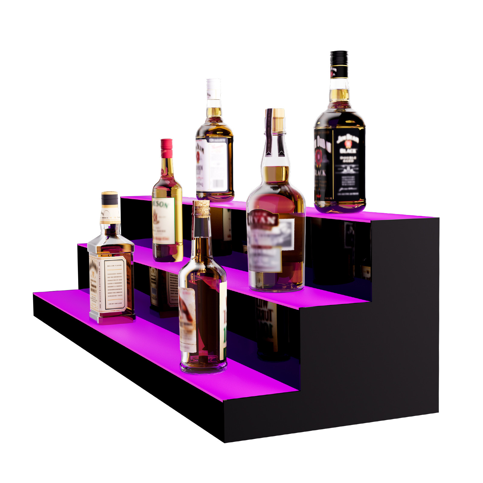 VEVOR LED Lighted Liquor Bottle Display Bar Shelf RF & App Control 40" 3-Step
