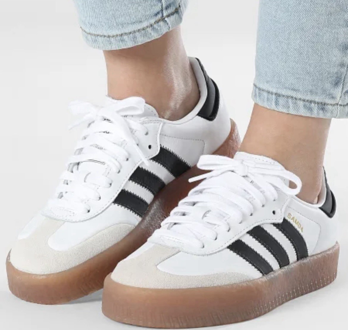 Adidas Originals Sambae Cloud White Metallic Gold Women's Shoes JI1349 Multi Sz