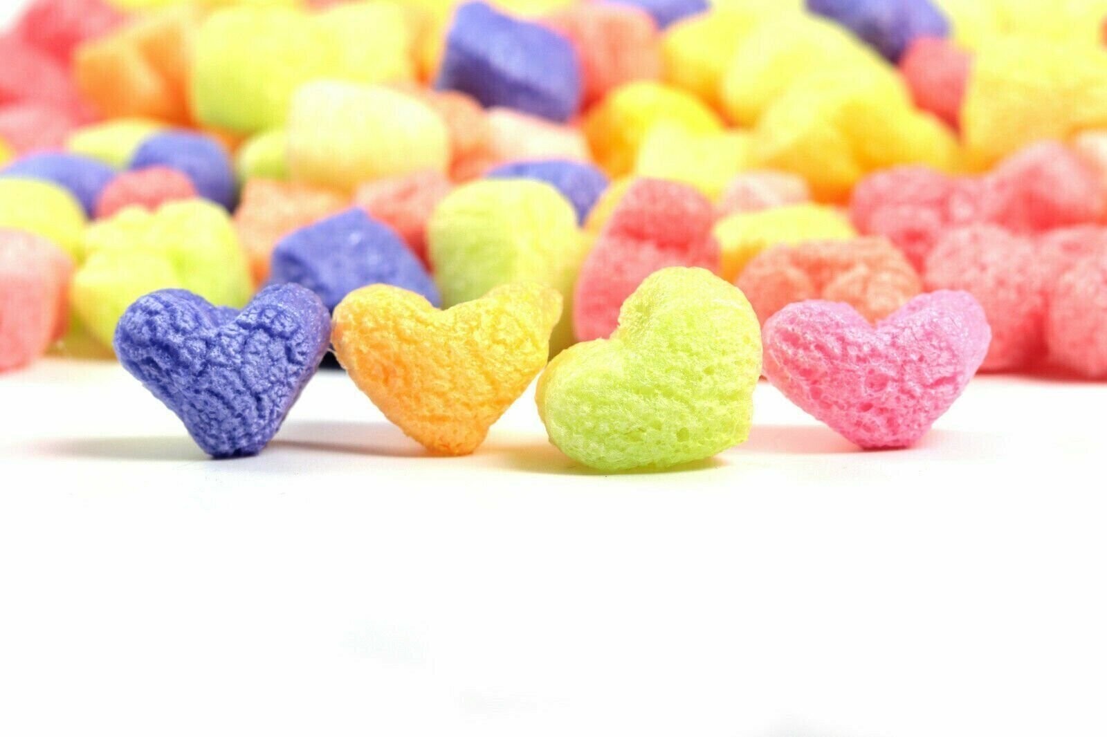FunPak Packing Peanuts Rainbow Hearts 1.5 cu ft Compostable Biodegradable