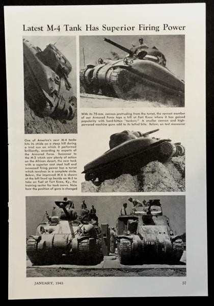 U.S. WWII Sherman Tank M4 1943 vintage pictorial
