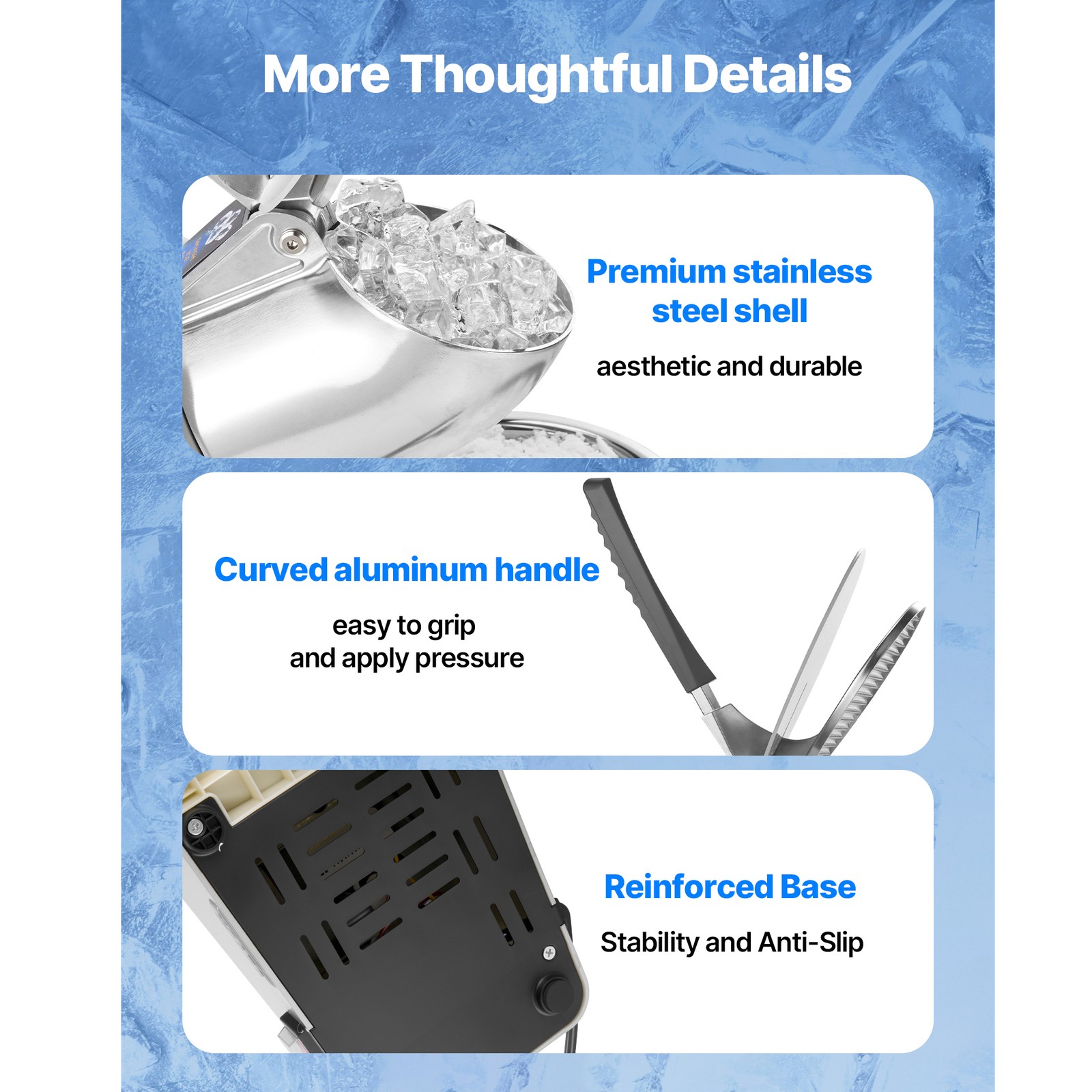 Uimoso Electric Ice Crusher Machine, 286LBS/H, Shaved Ice Maker, Silver