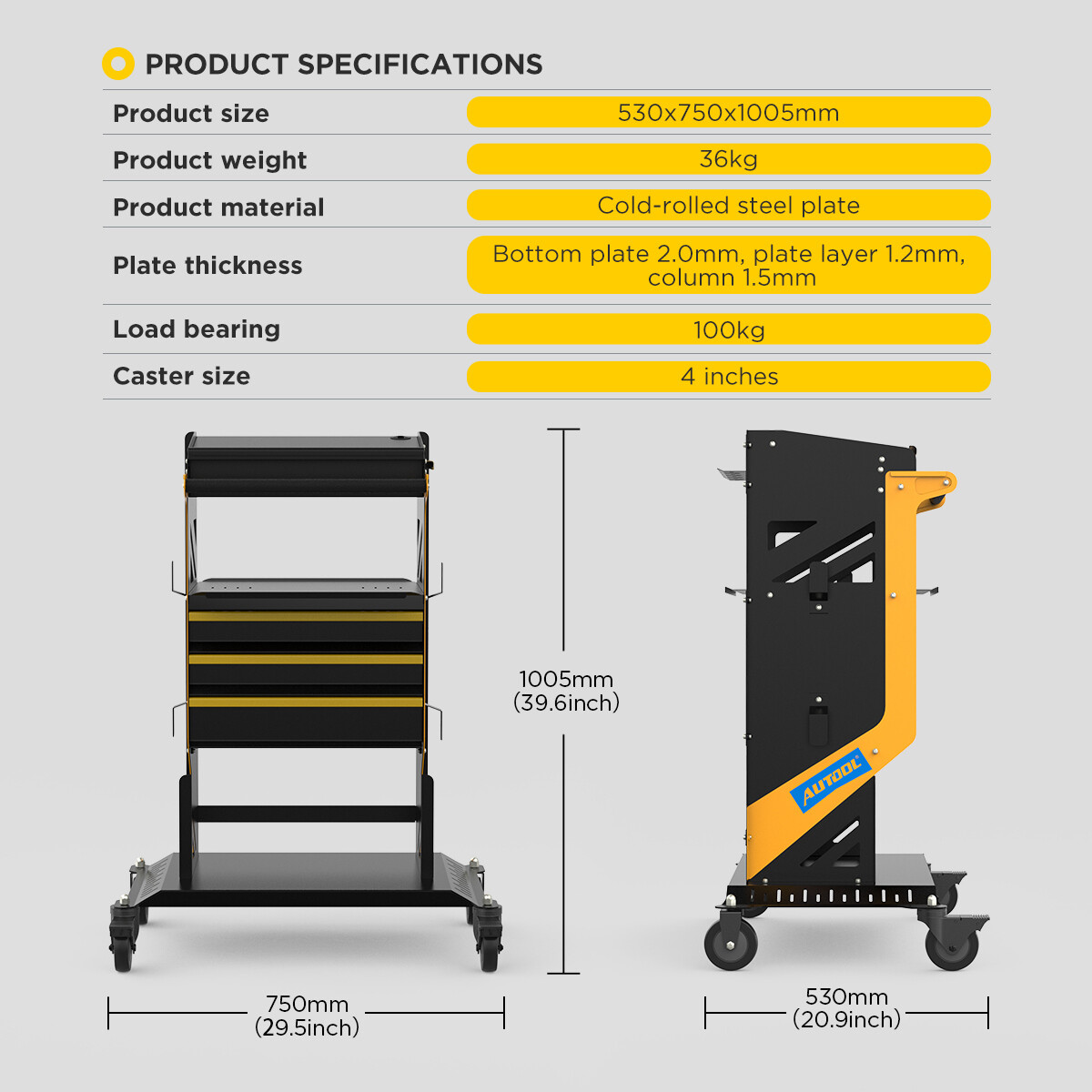 4 Tier Rolling Tool Cart Workshop For ECU Reprogramming Power Suppl Diagnostic