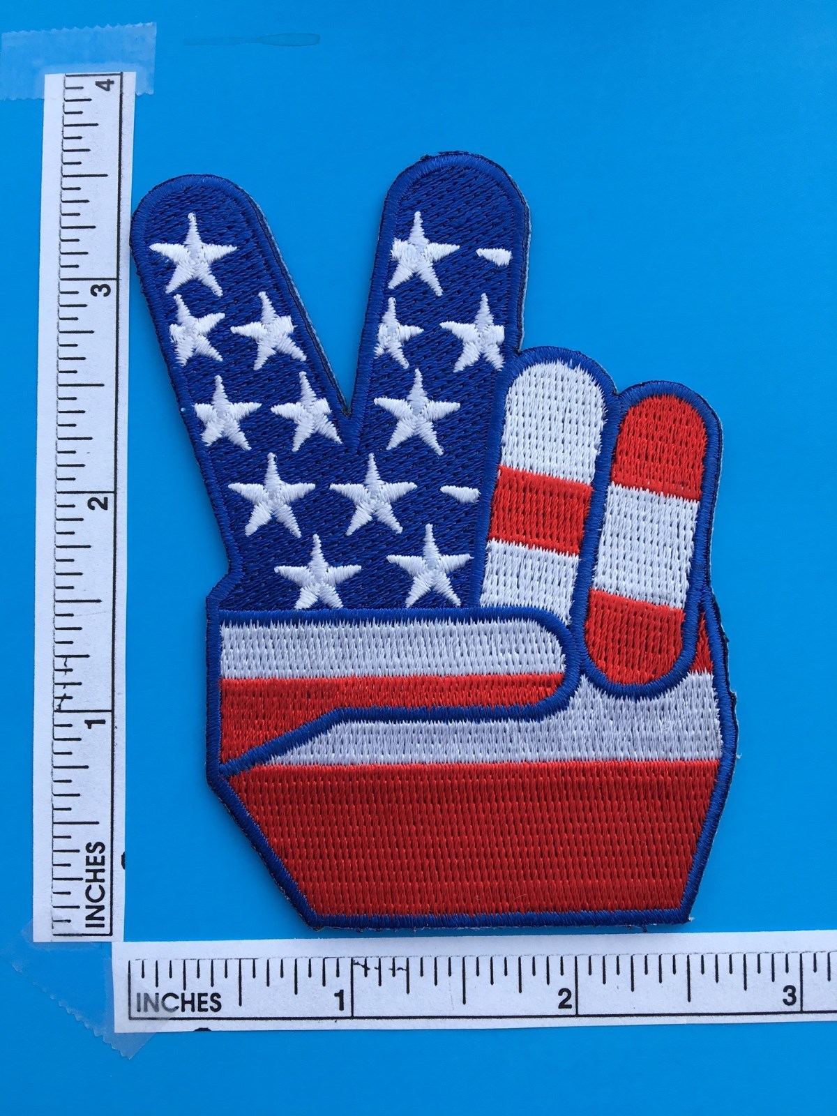 USA AMERICAN FLAG PEACE SIGN “V FOR VICTORY” EMBROIDERED PATCH (3.5") HI QLTY!