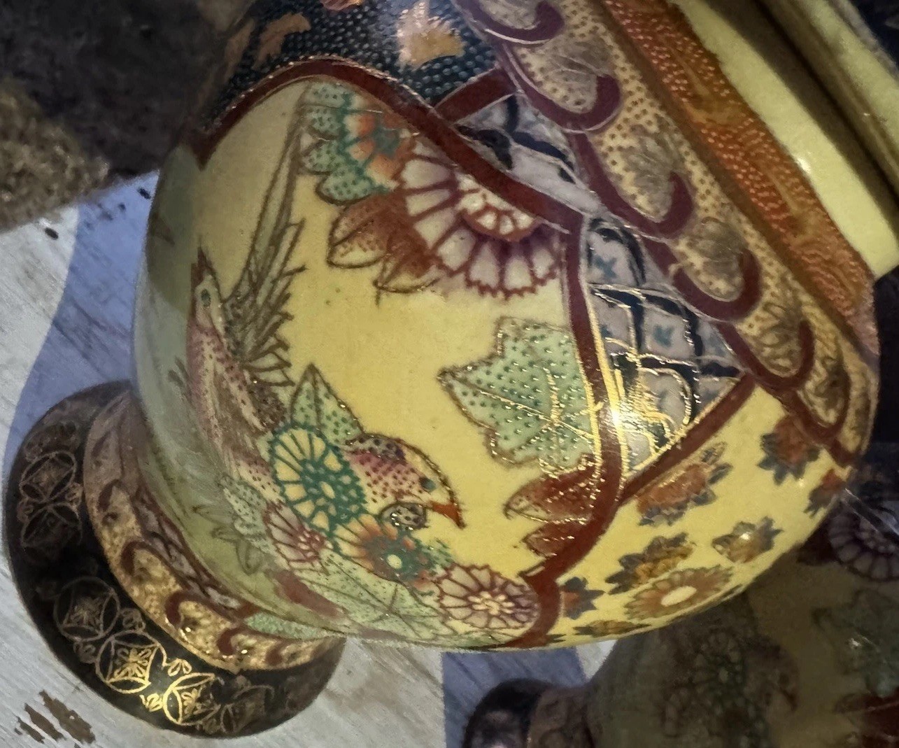 Chinese Ginger Jars - MATCHING PAIR Satsuma Moriage Porcelain Vintage Imported