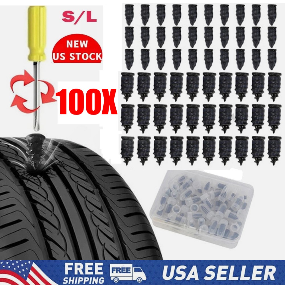 100Pcs Tire Repair Rubber Nails Tyre Puncture Repair Screws Kit with Screwdriver
