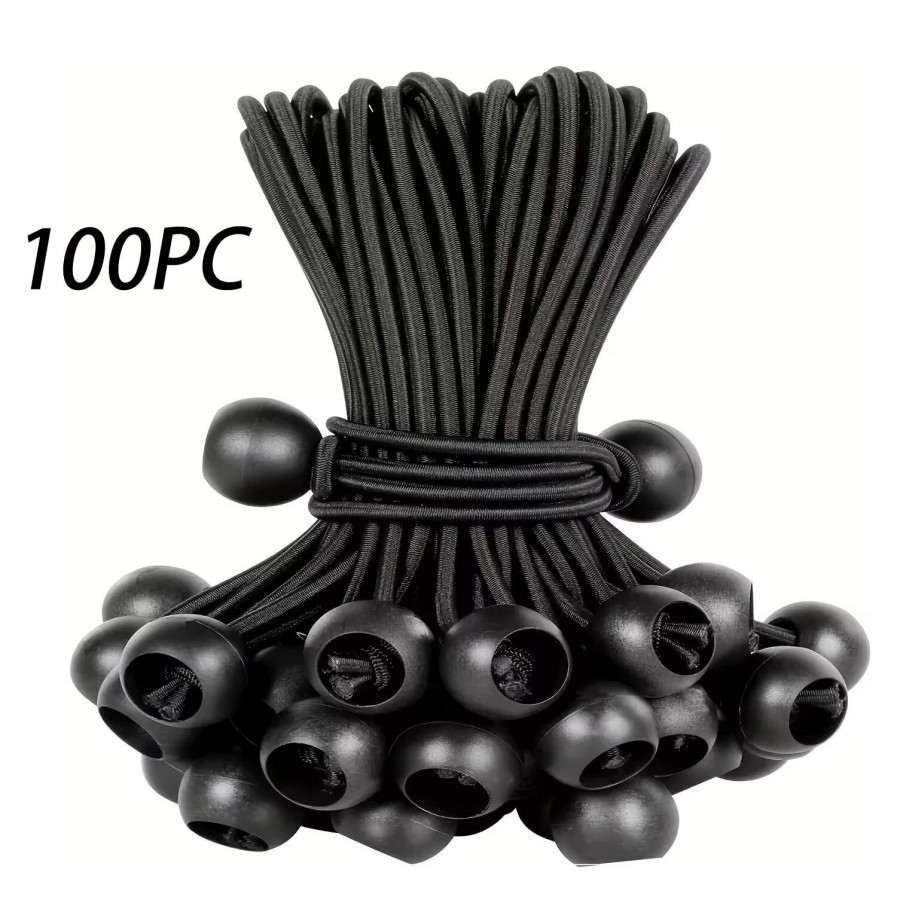6" Ball Bungee Bungie Cord 100Pcs Black Heavy Duty Canopy Tarp Tie Downs * \