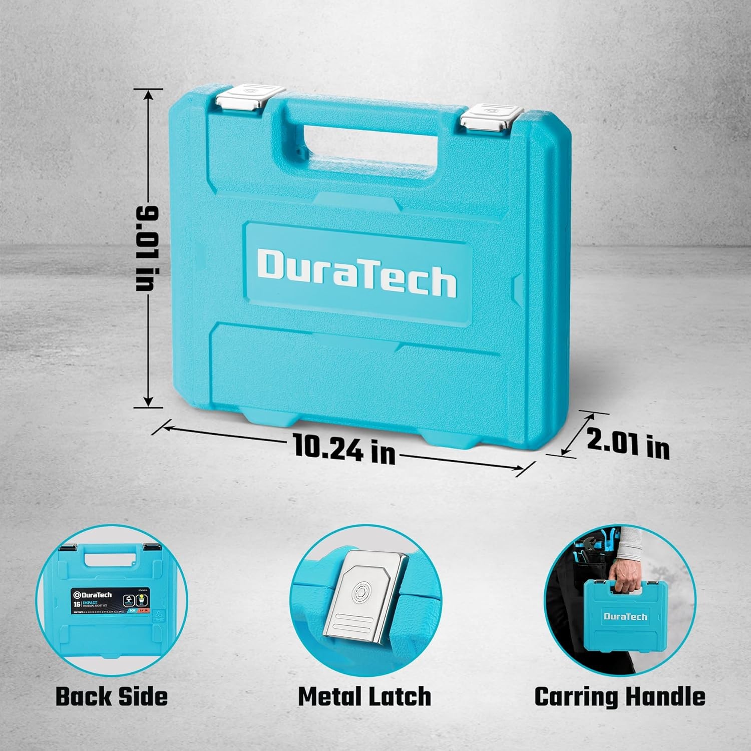 DURATECH 16PC 3/8" Drive Shallow Impact Swivel Socket Set Wobble Metric 8mm-24mm