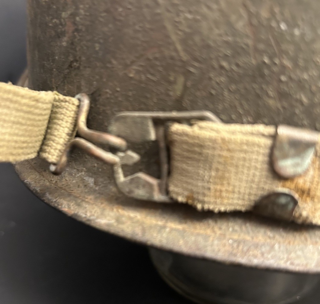 ORIGINAL PAINT 1944 WWII McCord M1 Steel Helmet w/Liner Rear Seam Swivel Bale