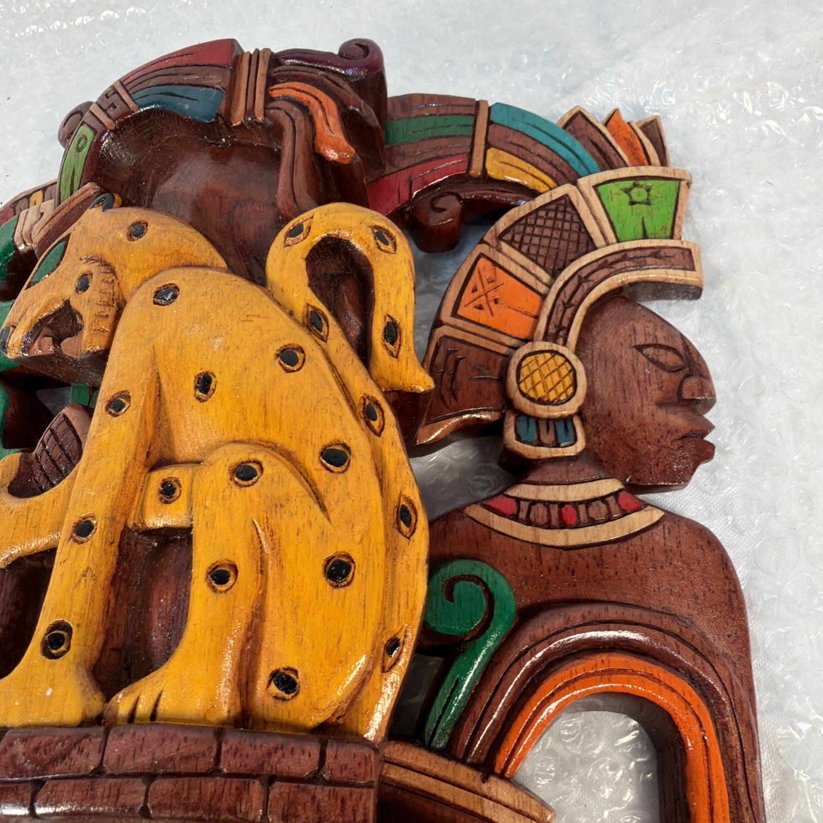 Hand-Carved Wooden Mayan Mask From Mexico