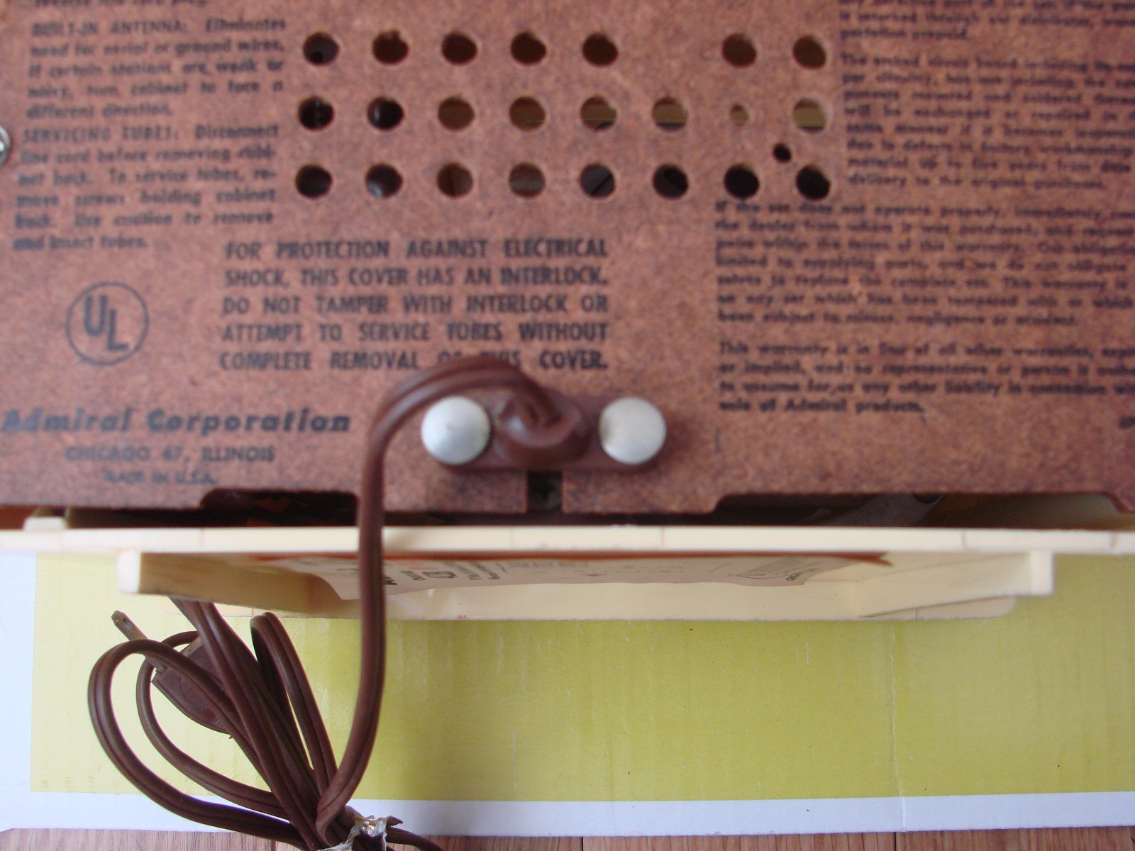 1960 Admiral 4L26B Tube AM Radio Yellow Pastel Color, Tested and Working