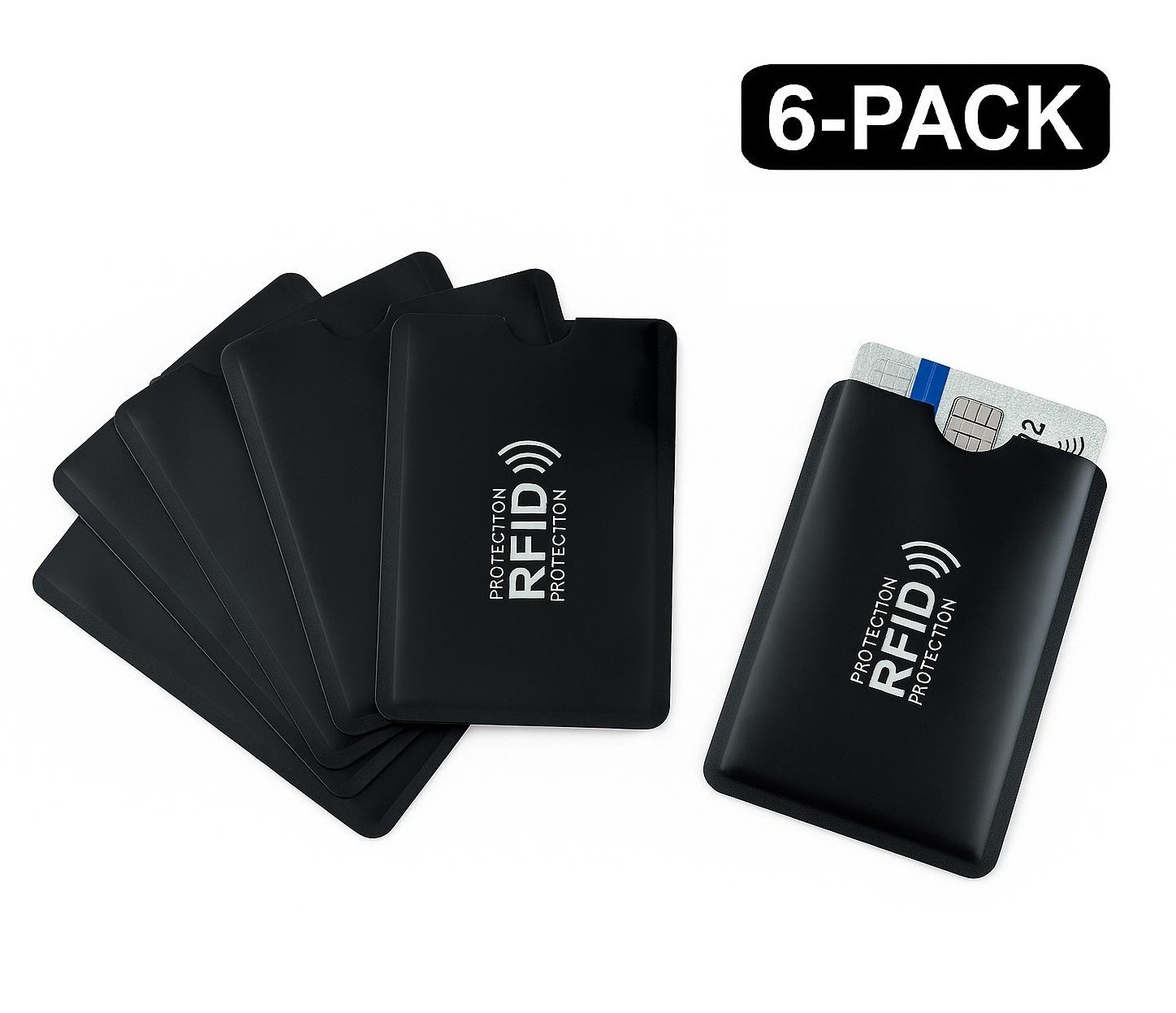 RFID Blocking Sleeve for Credit ID Card - Aluminum NFC Protector Holder (6 Pack)