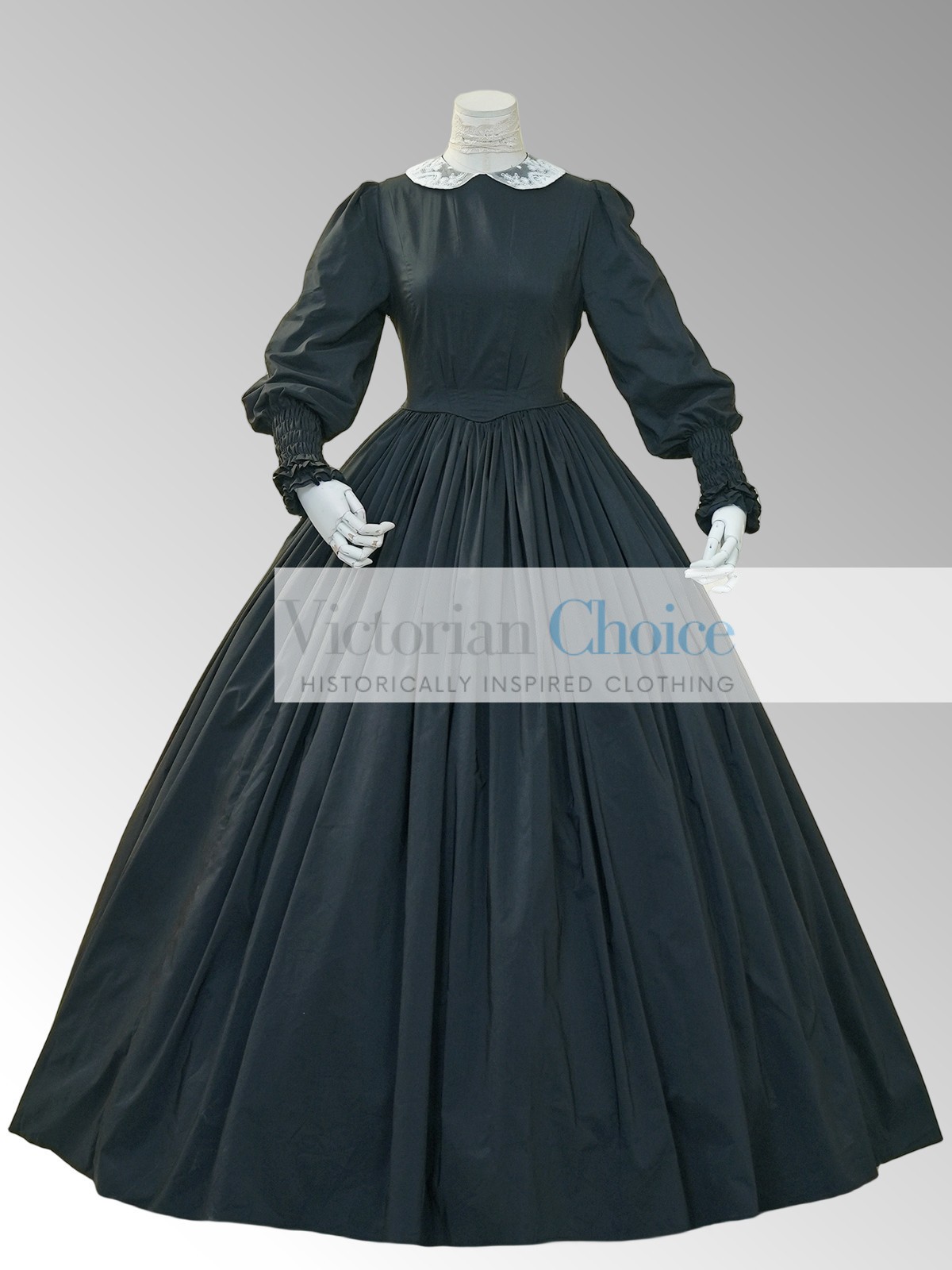 Black Victorian Dickens Fair 19th Century Civil War Cape Dress Theater Wear 717