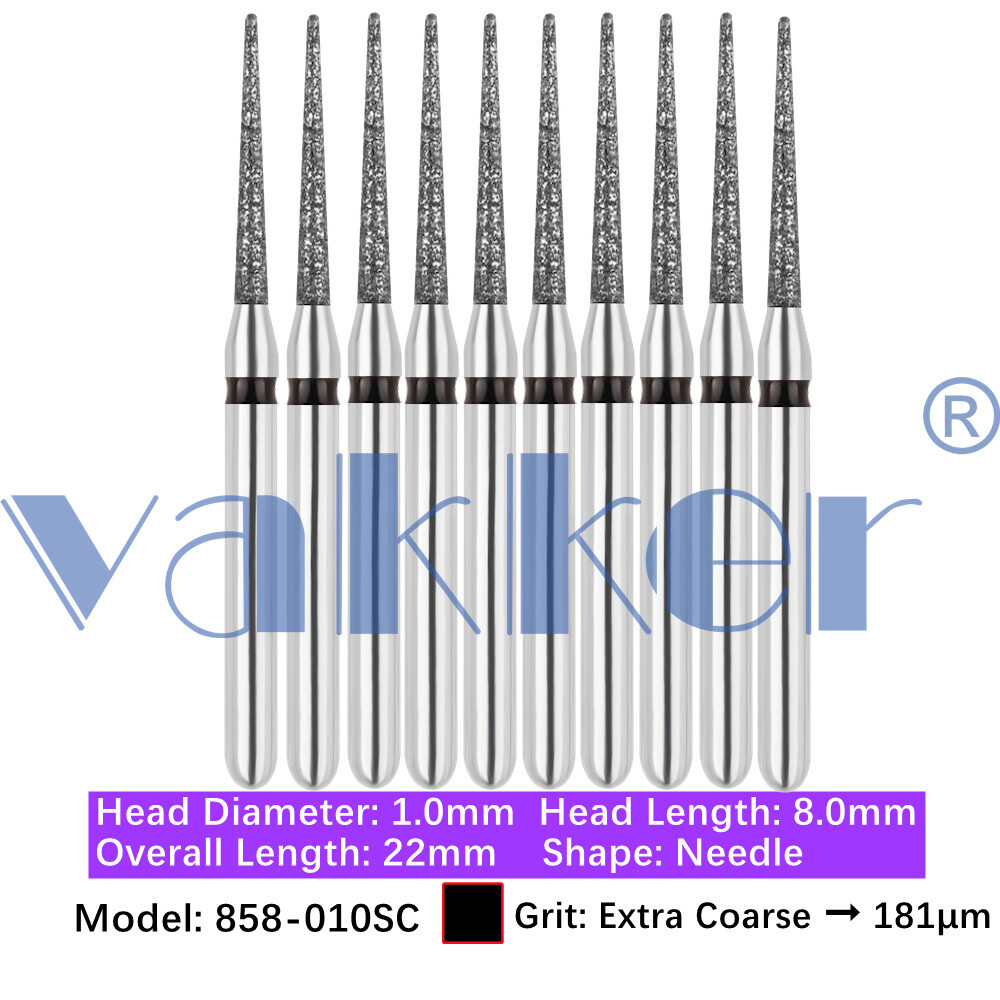 Vakker 10pc Dental Diamond Burs Friction Grip Super Coarse, Coarse Handpiece Bur