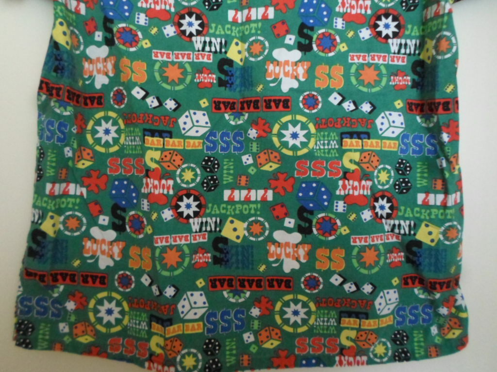 Scrub Top Womens Small Gambling Theme V Neck 2 Pocket Dice Poker Chips Slots