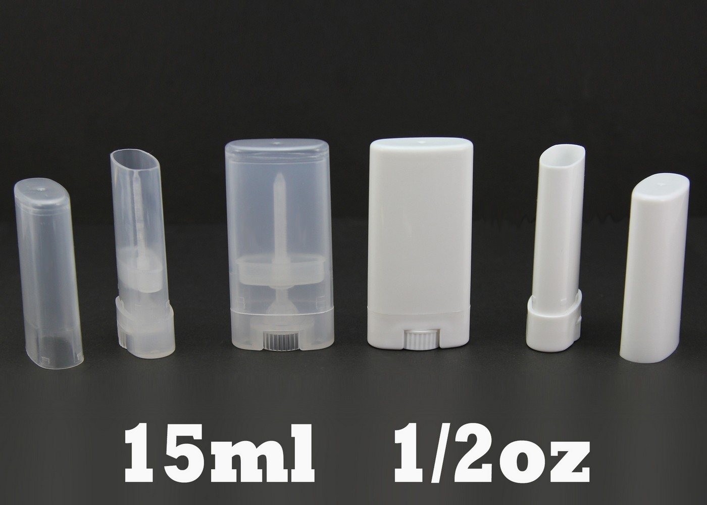 Clear / White Empty Oval Flat Tubes Deodorant Lip Balm Containers 15g