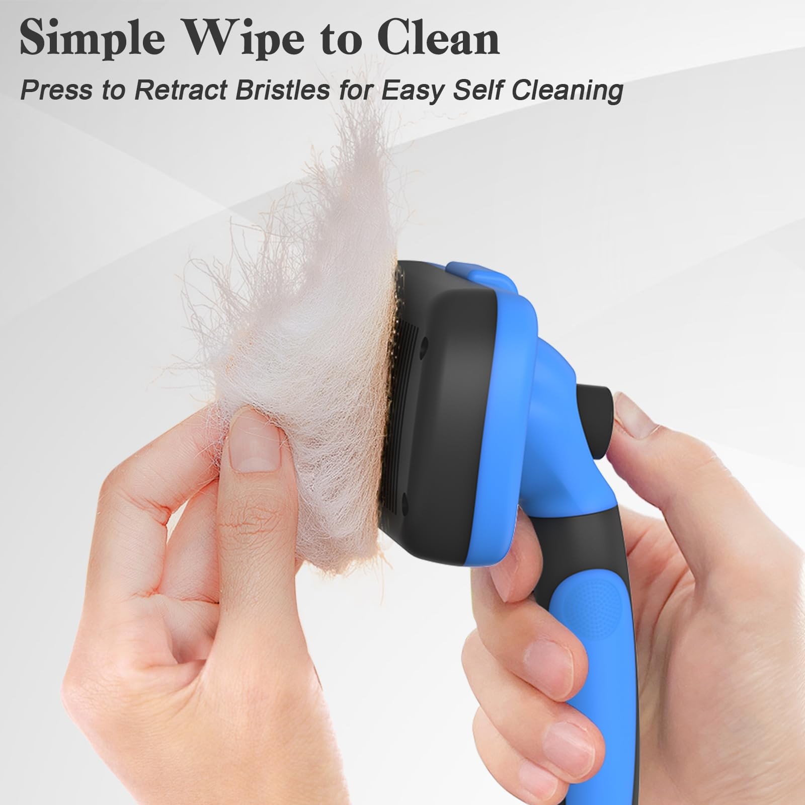 Swihauk Self Cleaning Slicker Brush - Skin Friendly Deshedding Large, Blue