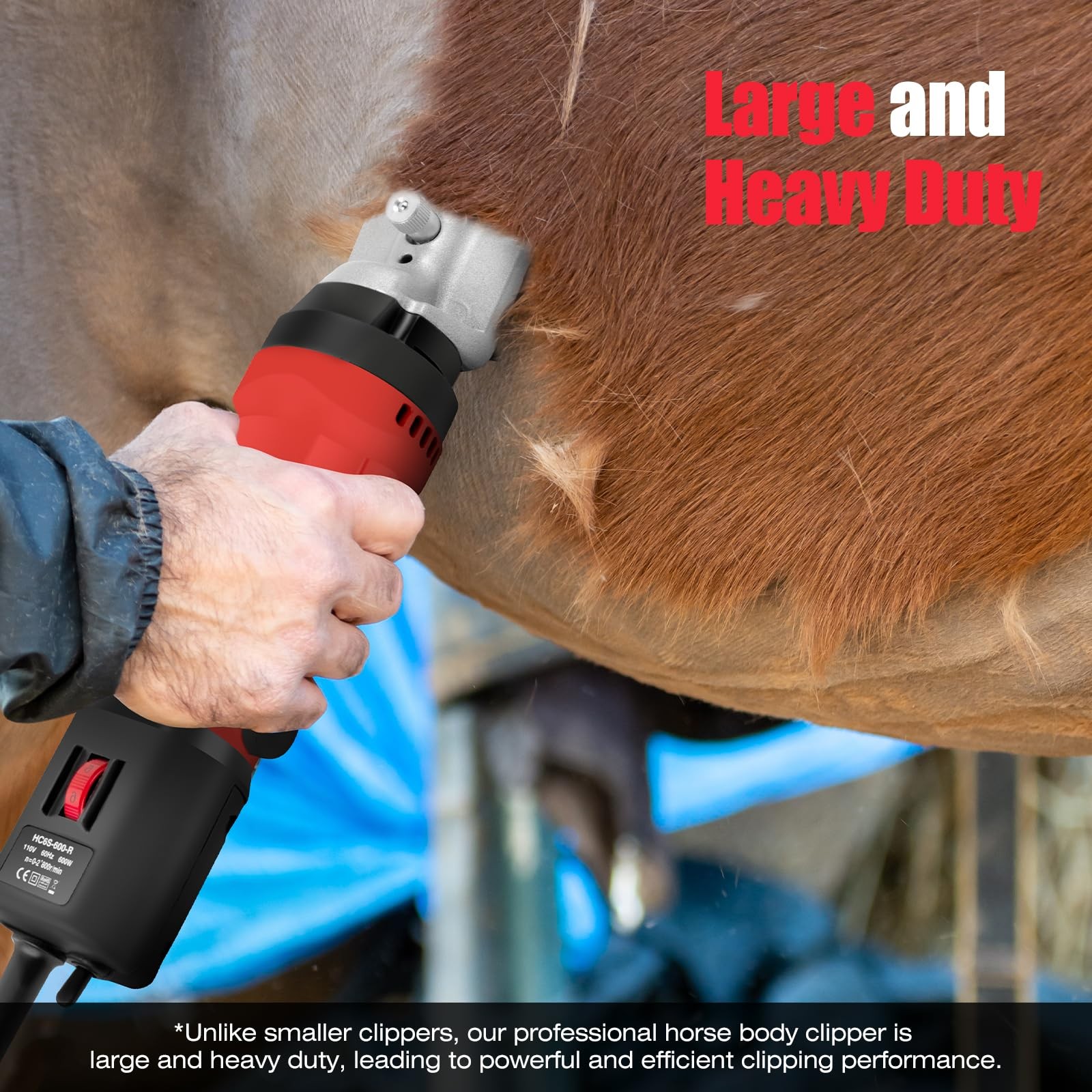 Horse Clippers, 600W Professional Heavy Duty Horse Body Clippers, 6-Speeds L...