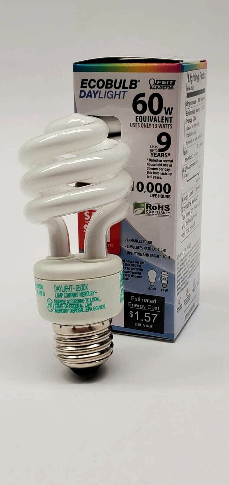 Feit Electric ESL13T/D 13 Watt Daylight Mini Twist Light Bulbs Lot of 4pcs