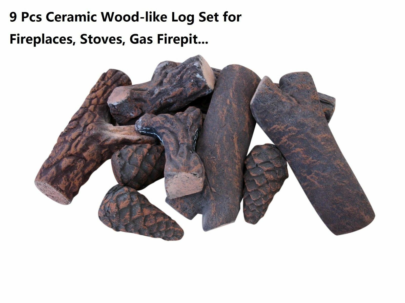 4 5 8 9 10 Pcs Ceramic decorative Log for Gas Pronane firepit Fireplace, stoves