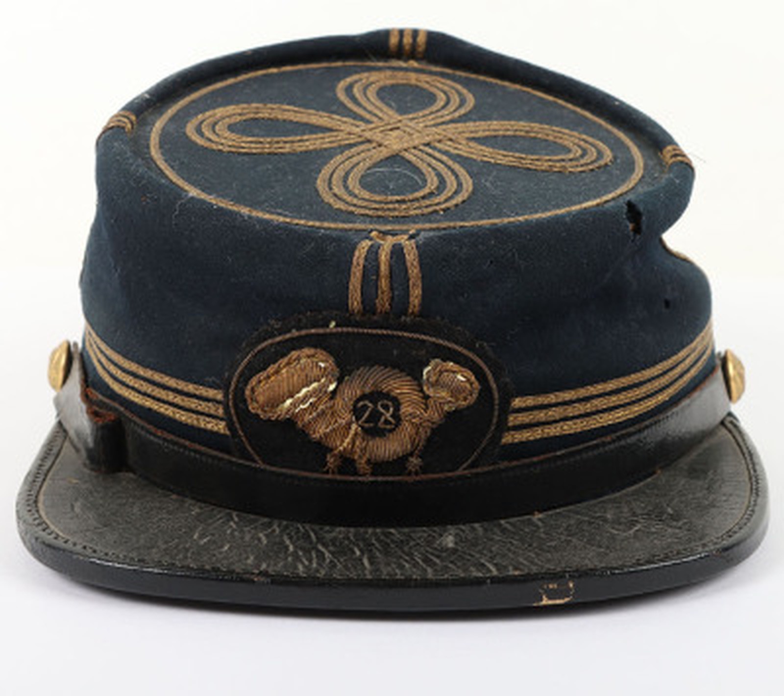 Civil War Union Chasseur Officer Kepi–28th Infantry, Major’s Bullion Insignia