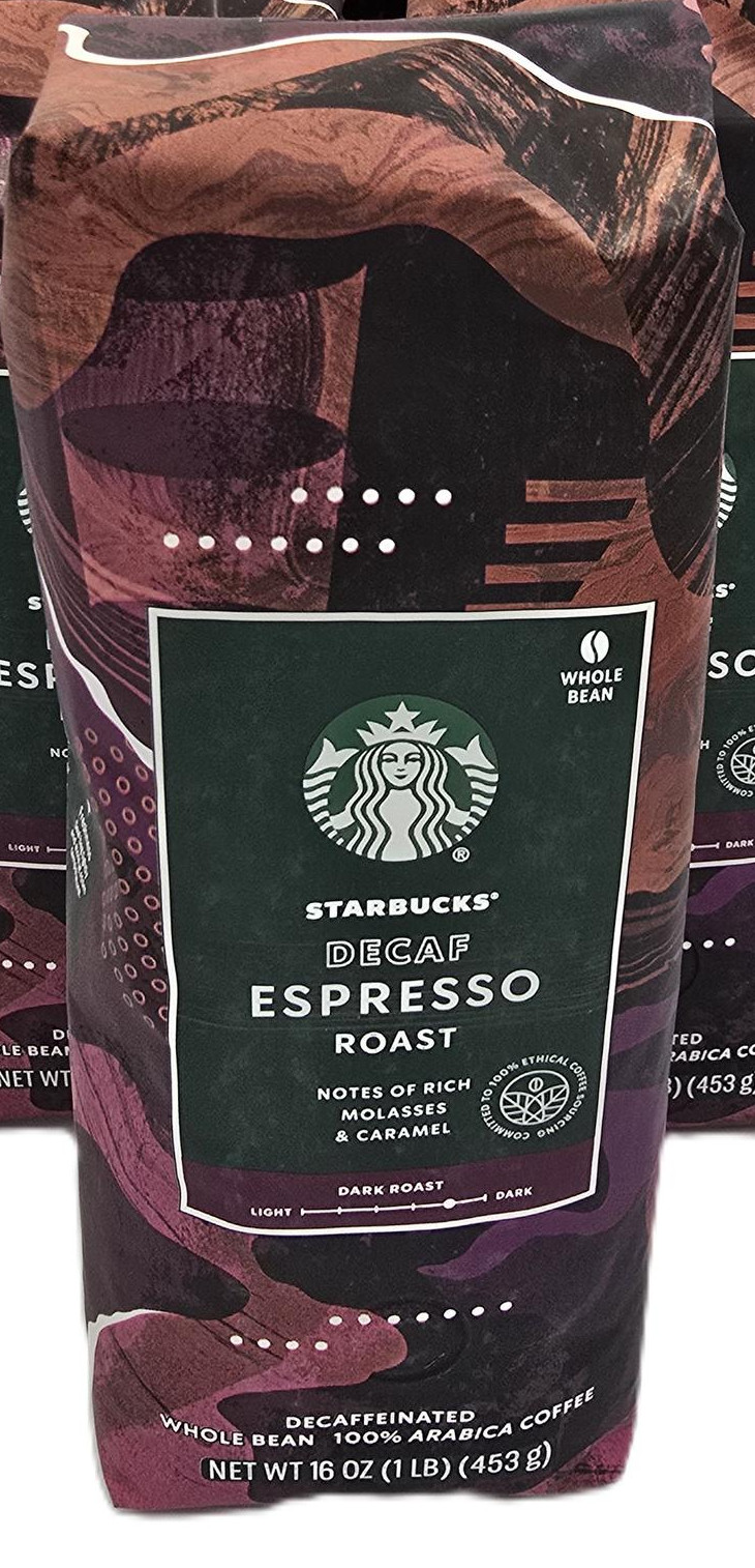 Starbucks Decaf Espresso Dark Roast Whole Bean Coffee 1lb/16oz Bag BB 05APR2026